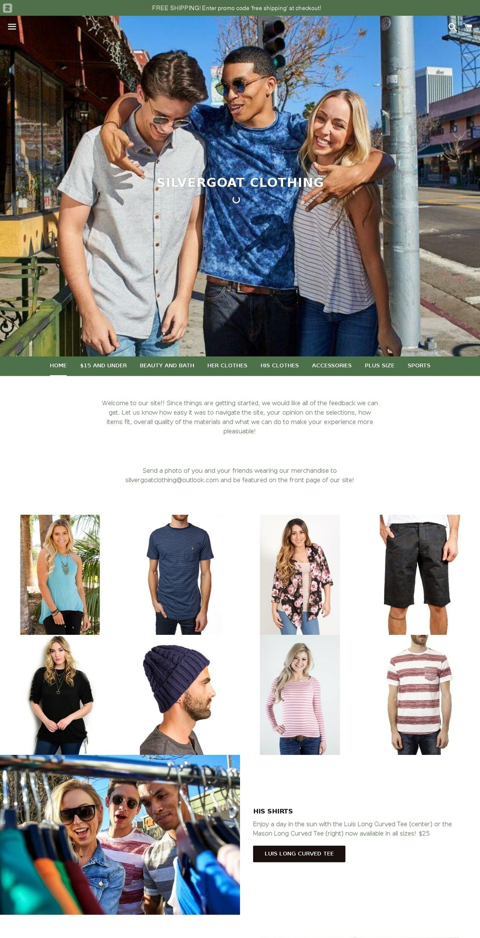 silvergoatclothing.com — Shopify storefront screenshot