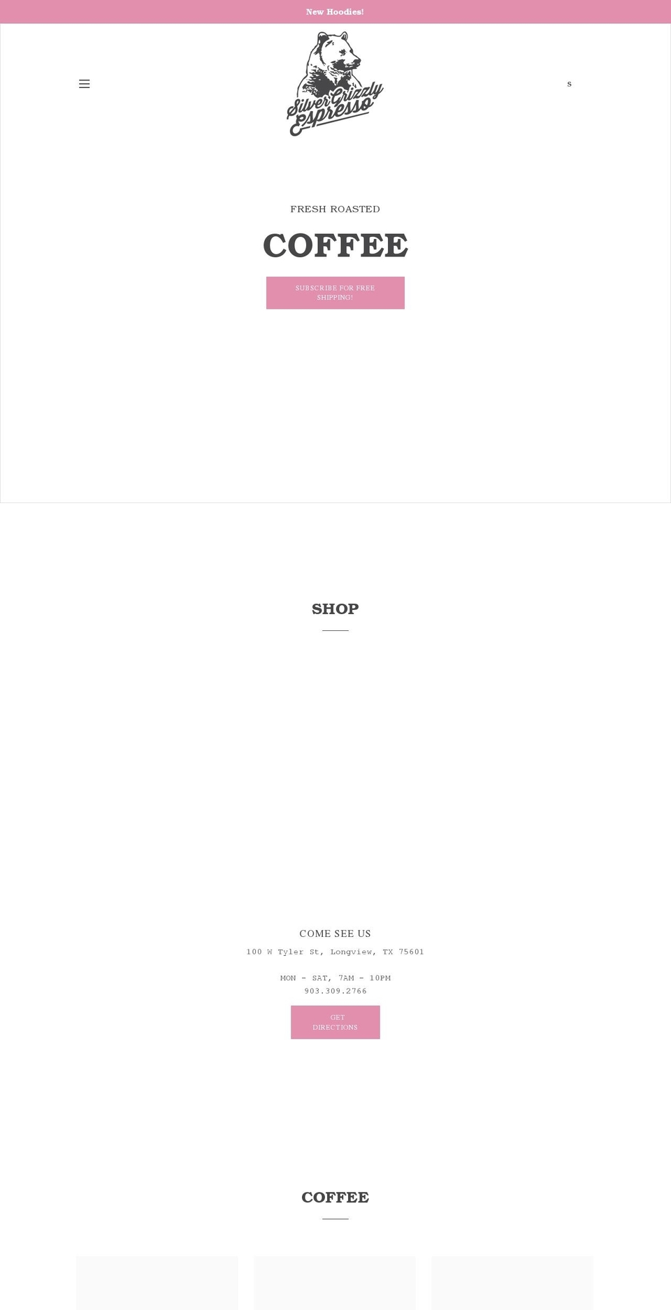 silvergrizzlyespresso.com shopify website screenshot