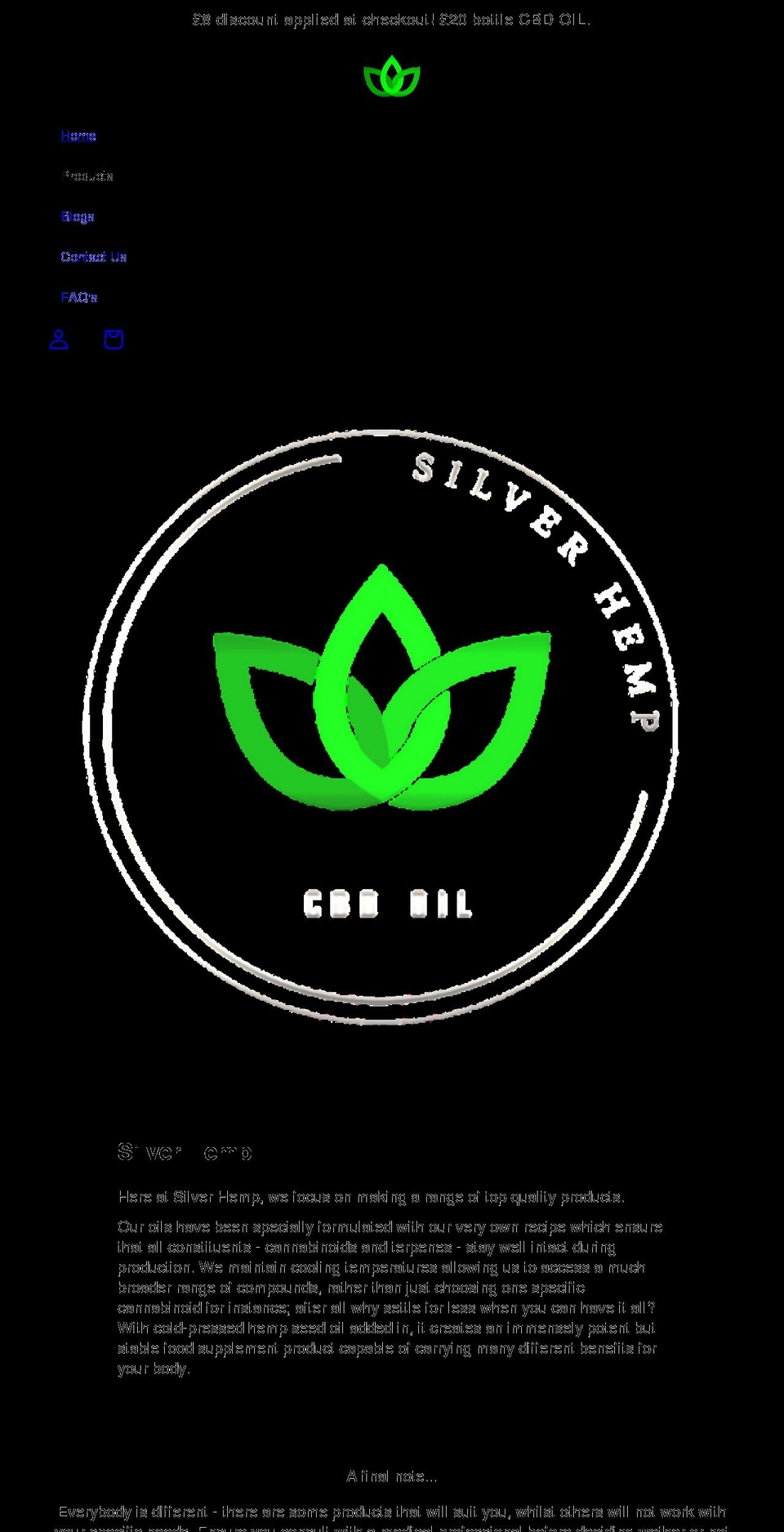 silverhemp.com shopify website screenshot