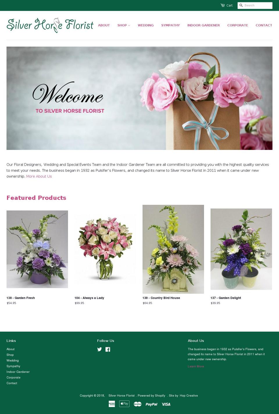 silverhorseflorist.com shopify website screenshot