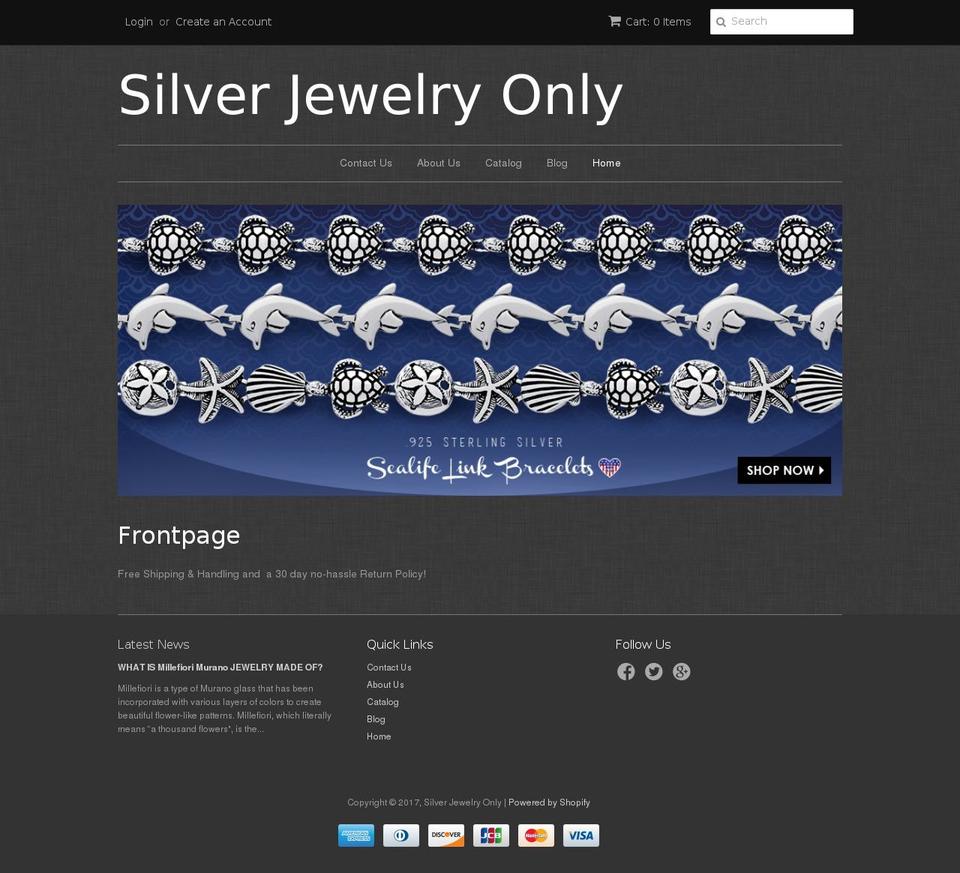 silverjewelryonly.com shopify website screenshot