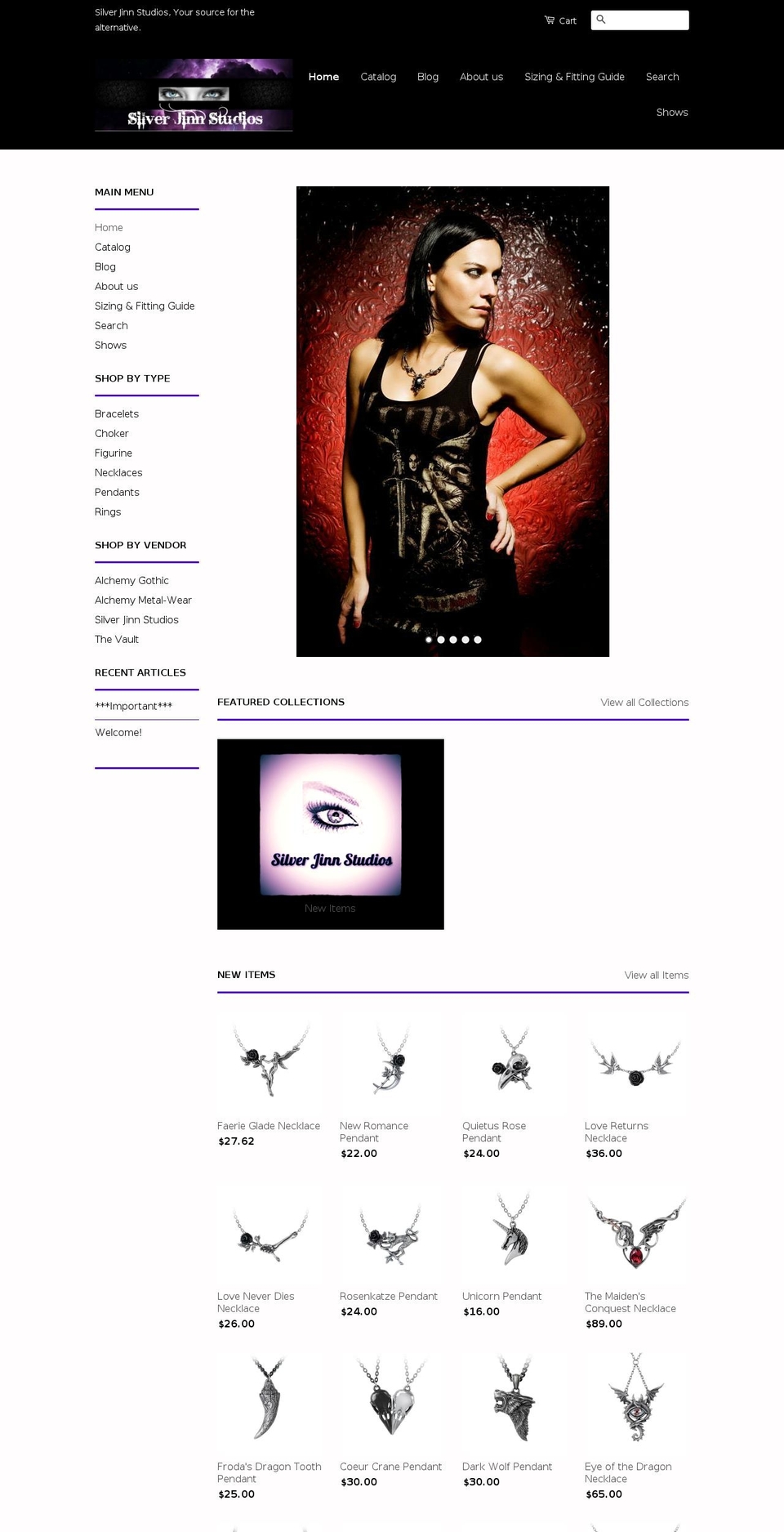silverjinnstudios.com shopify website screenshot