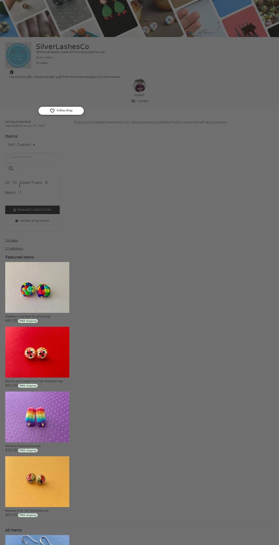 silverlashes.com — Shopify storefront screenshot