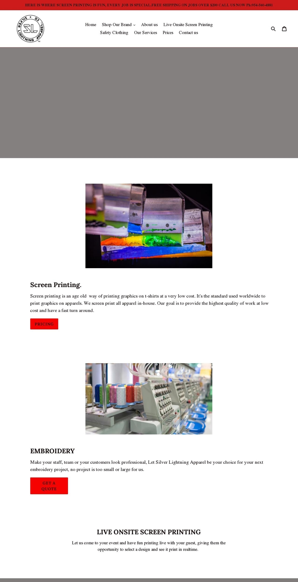 silverlightningapparel.com shopify website screenshot