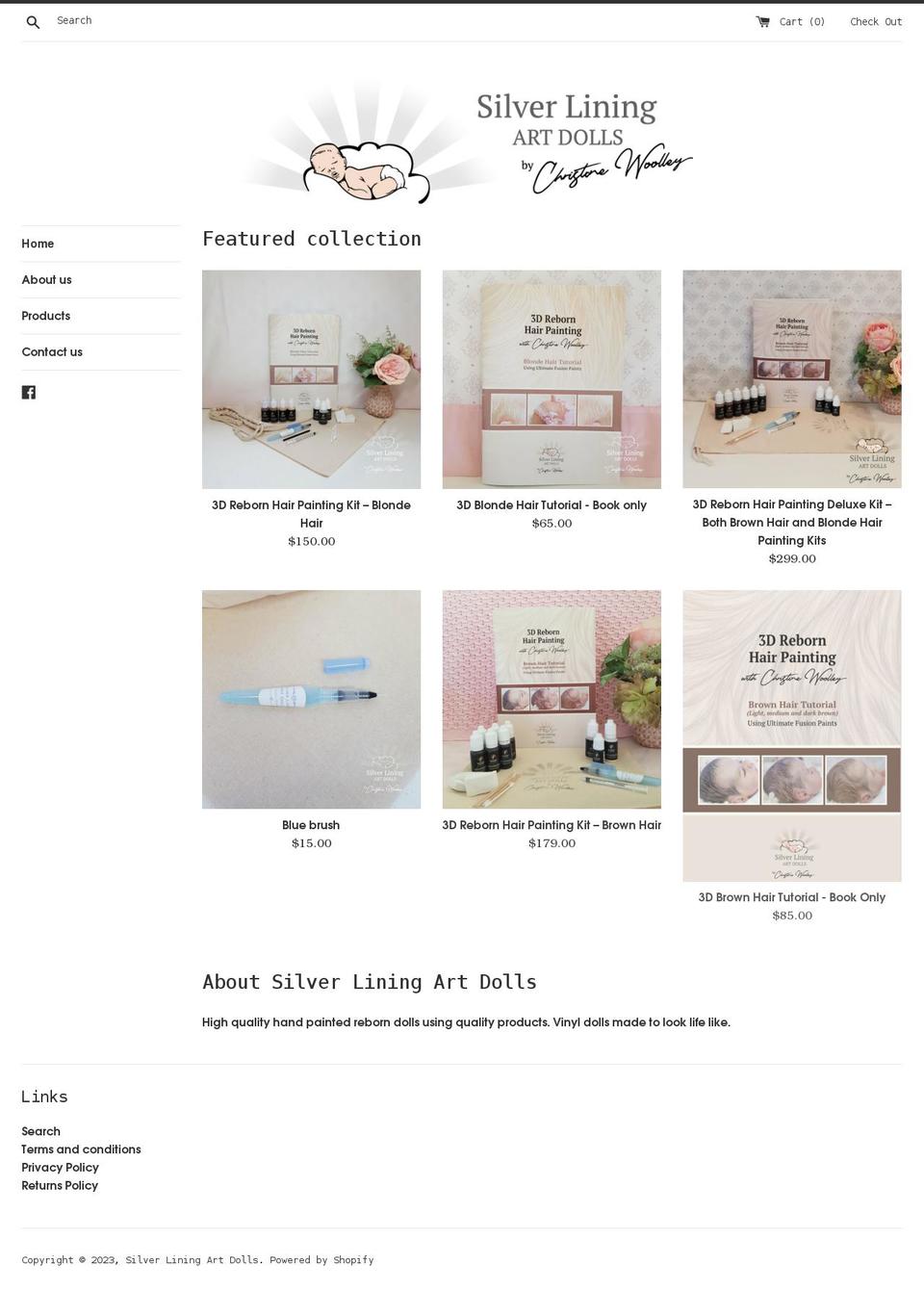 silverliningartdolls.com shopify website screenshot