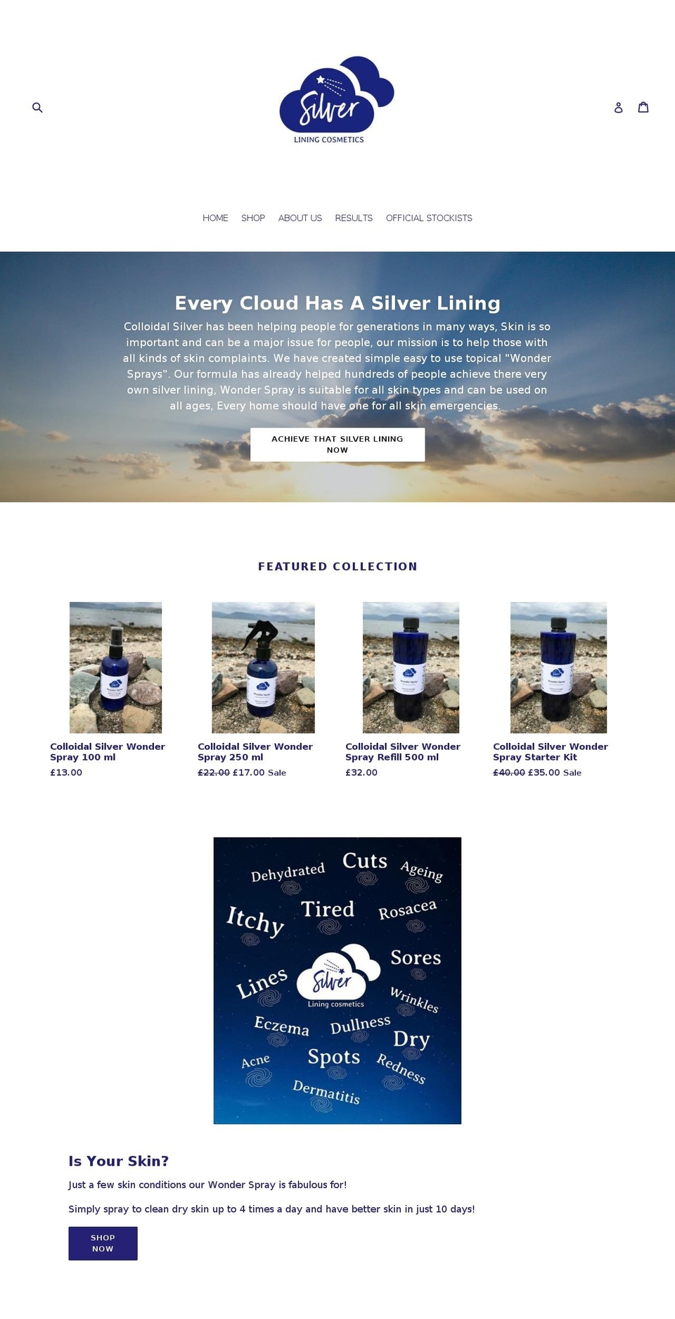 silverliningcosmetics.com — Shopify storefront screenshot