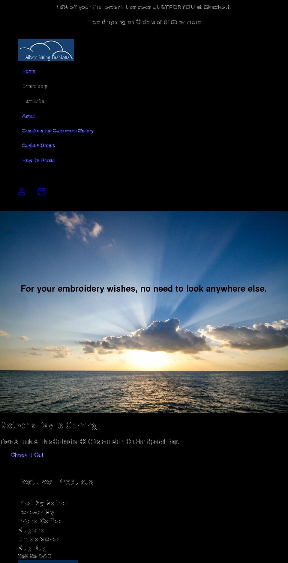 silverliningfashions.com shopify website screenshot