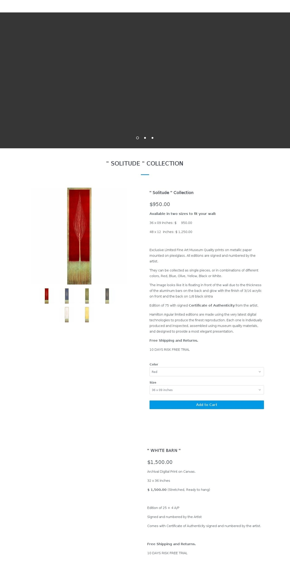 silverliningfinearts.com — Shopify storefront screenshot