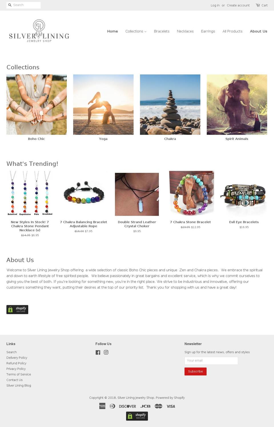 silverliningjewelryshop.com — Shopify storefront screenshot