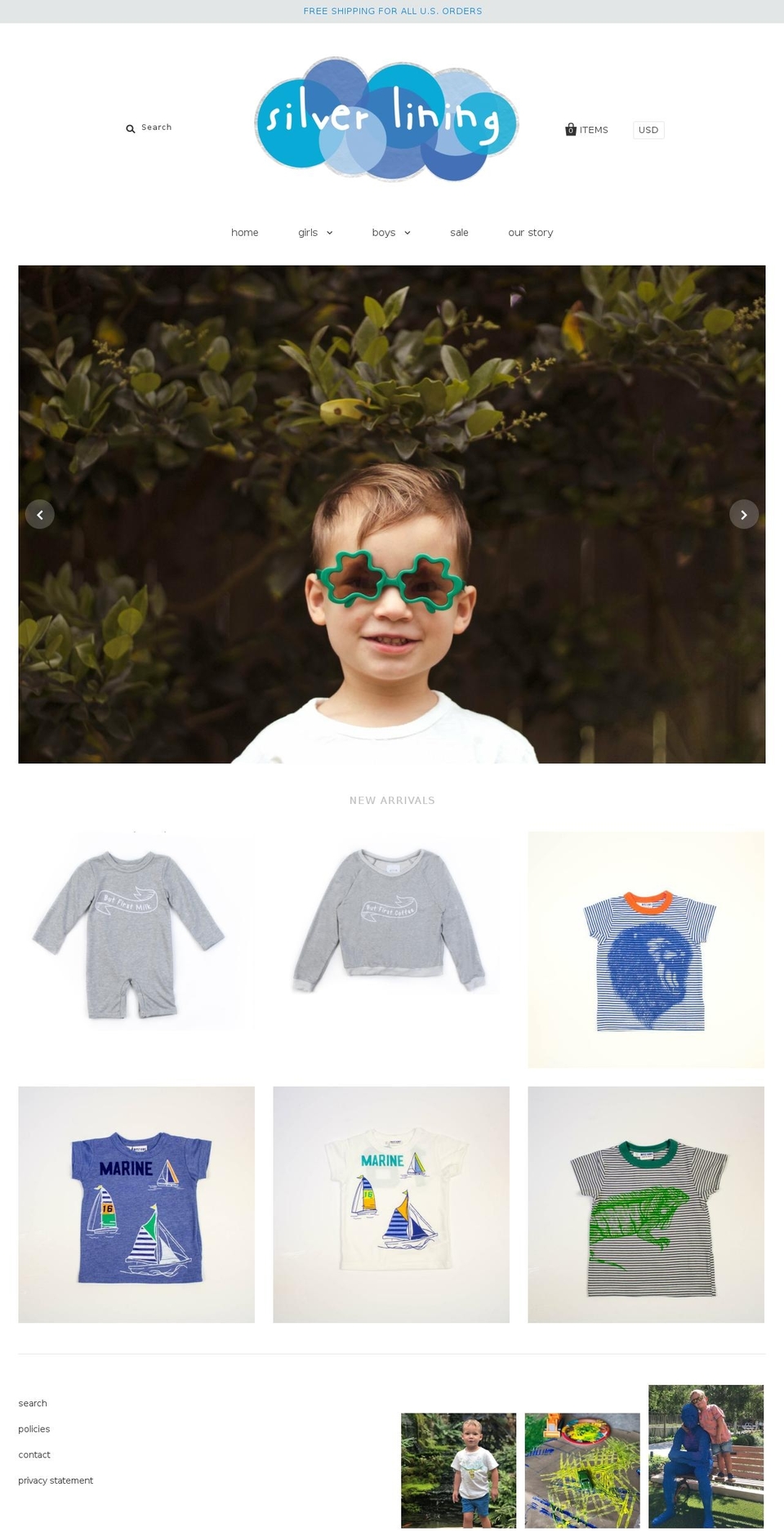 silverliningshop.com — Shopify storefront screenshot