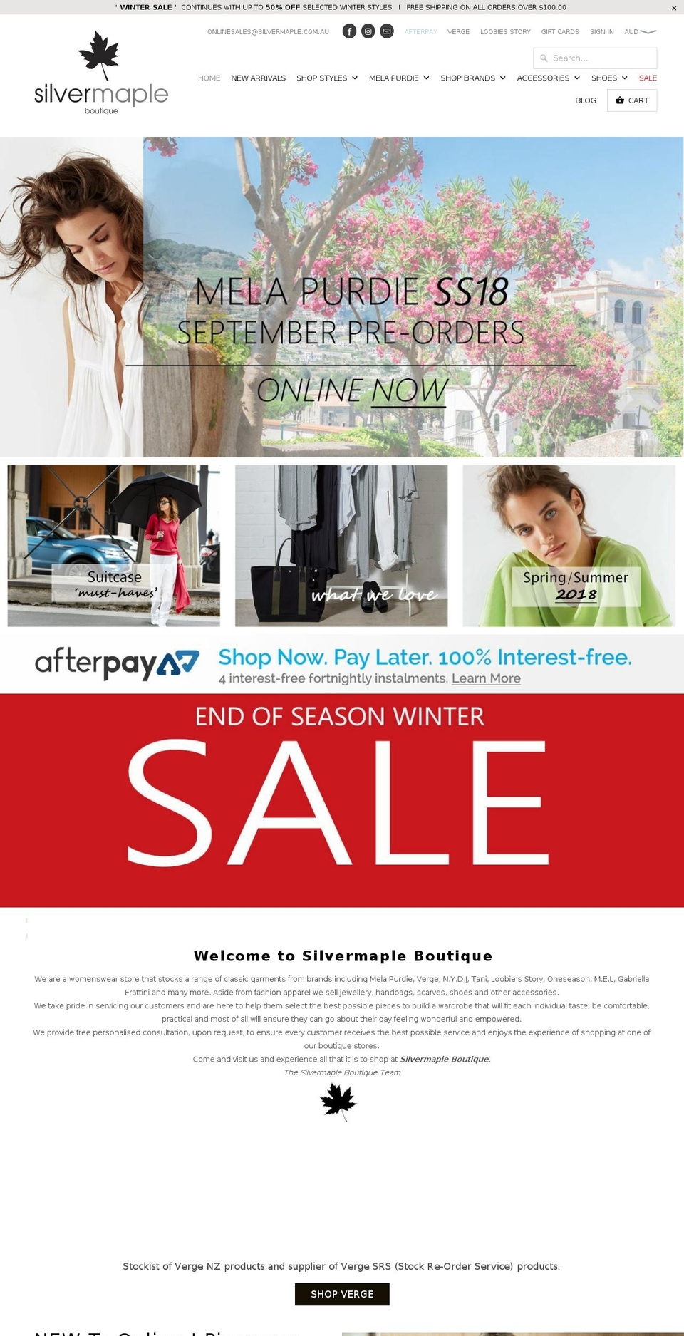 silvermaple.com.au shopify website screenshot