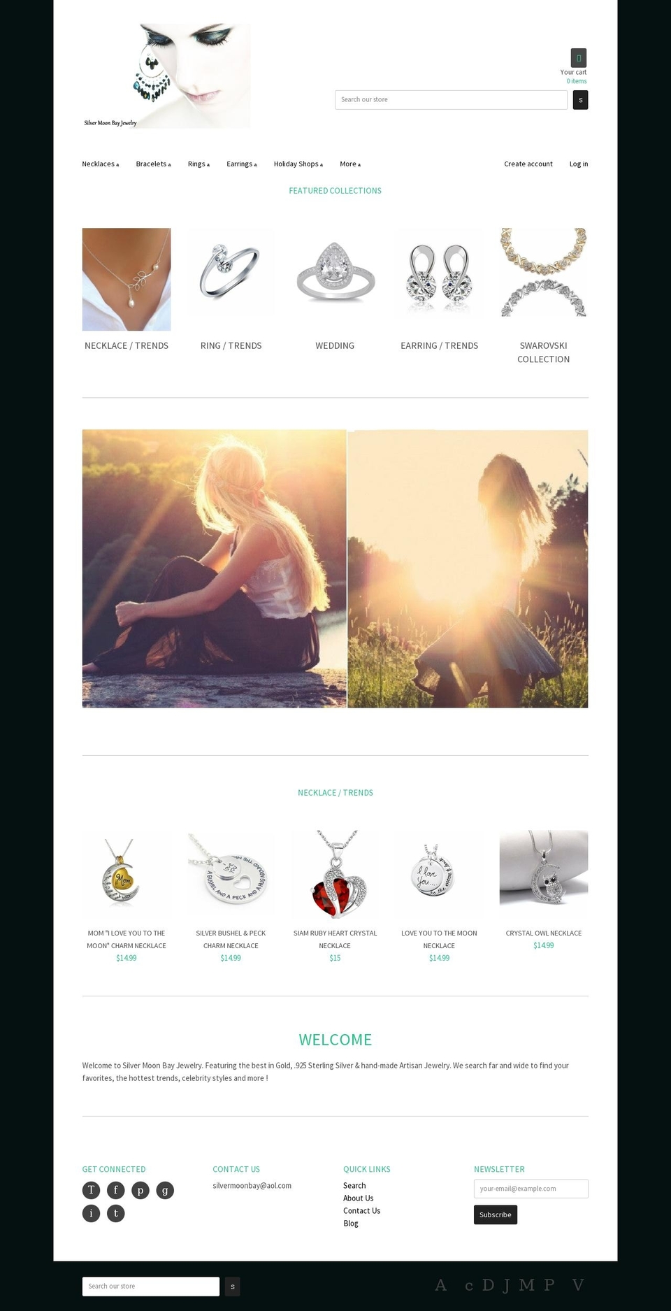 React Afterpay Shopify theme site example silvermoonbayjewelry.com
