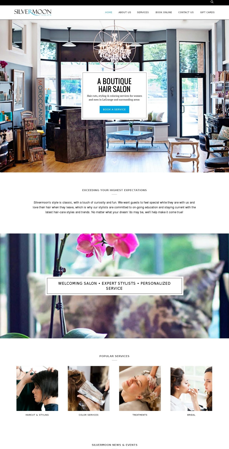 silvermoonsalon.com shopify website screenshot