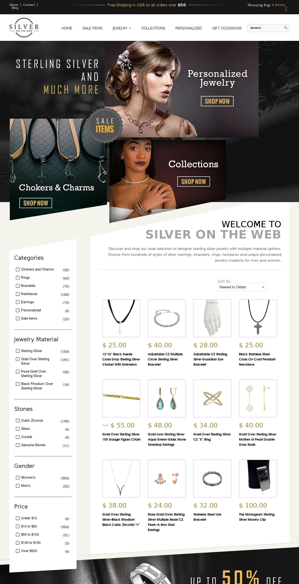 silverontheweb.com shopify website screenshot