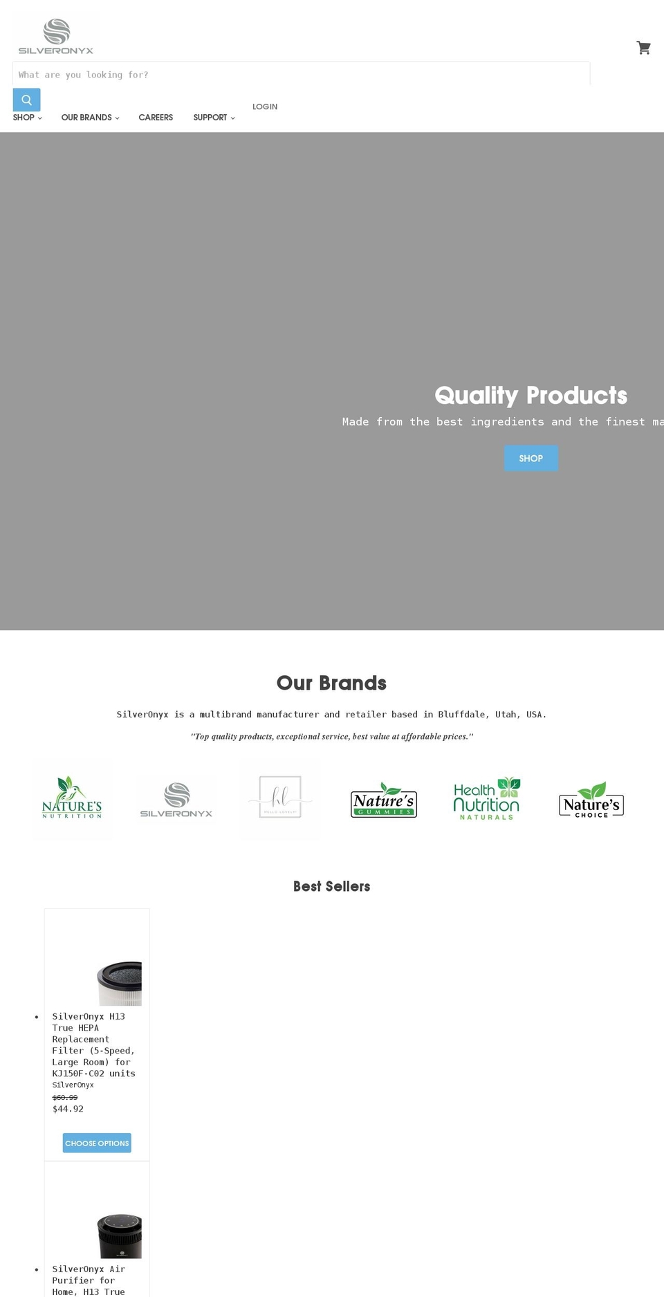 silveronyx.com shopify website screenshot