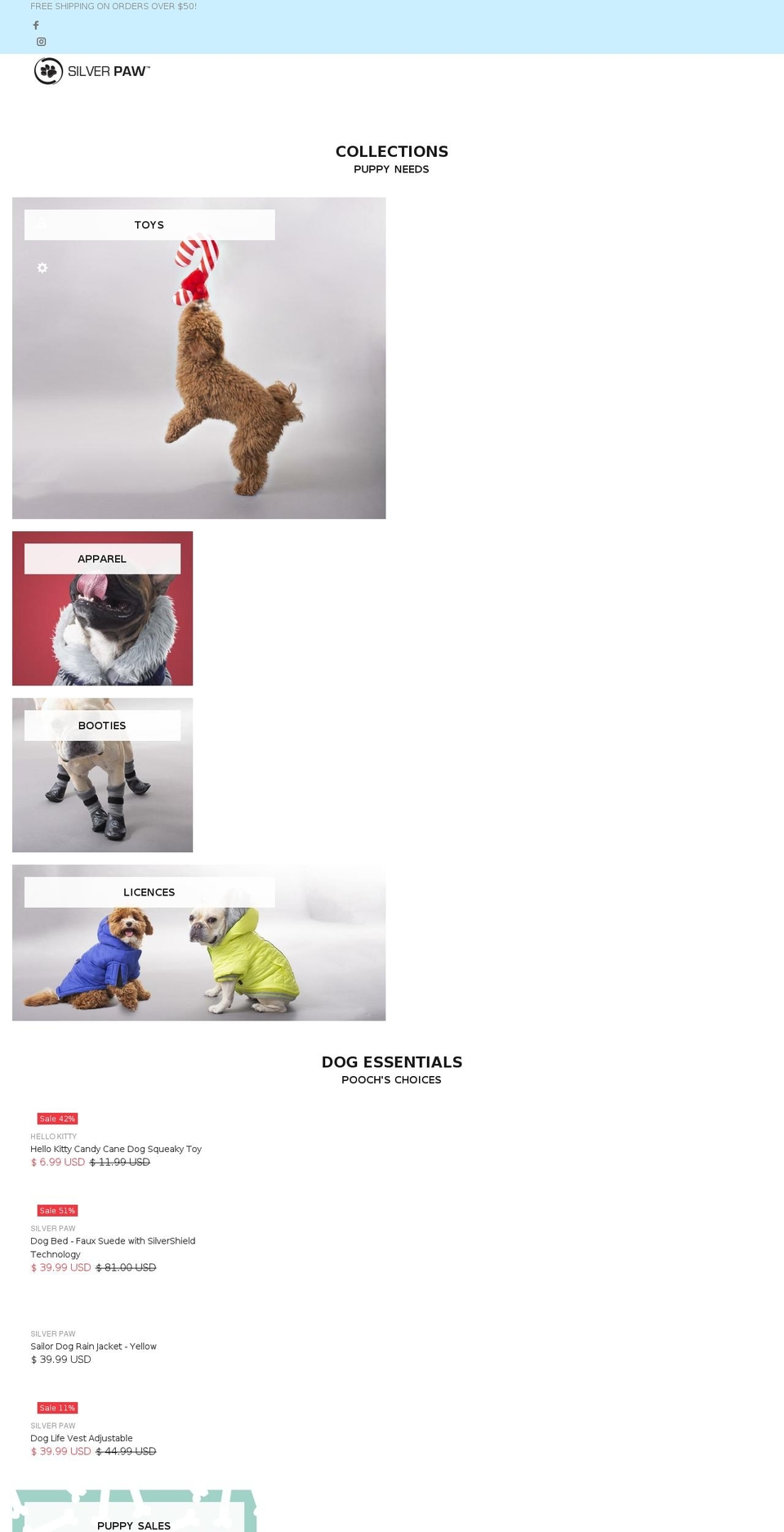 Silver Paw V0.9 - fiverr Shopify theme site example silverpawdog.com