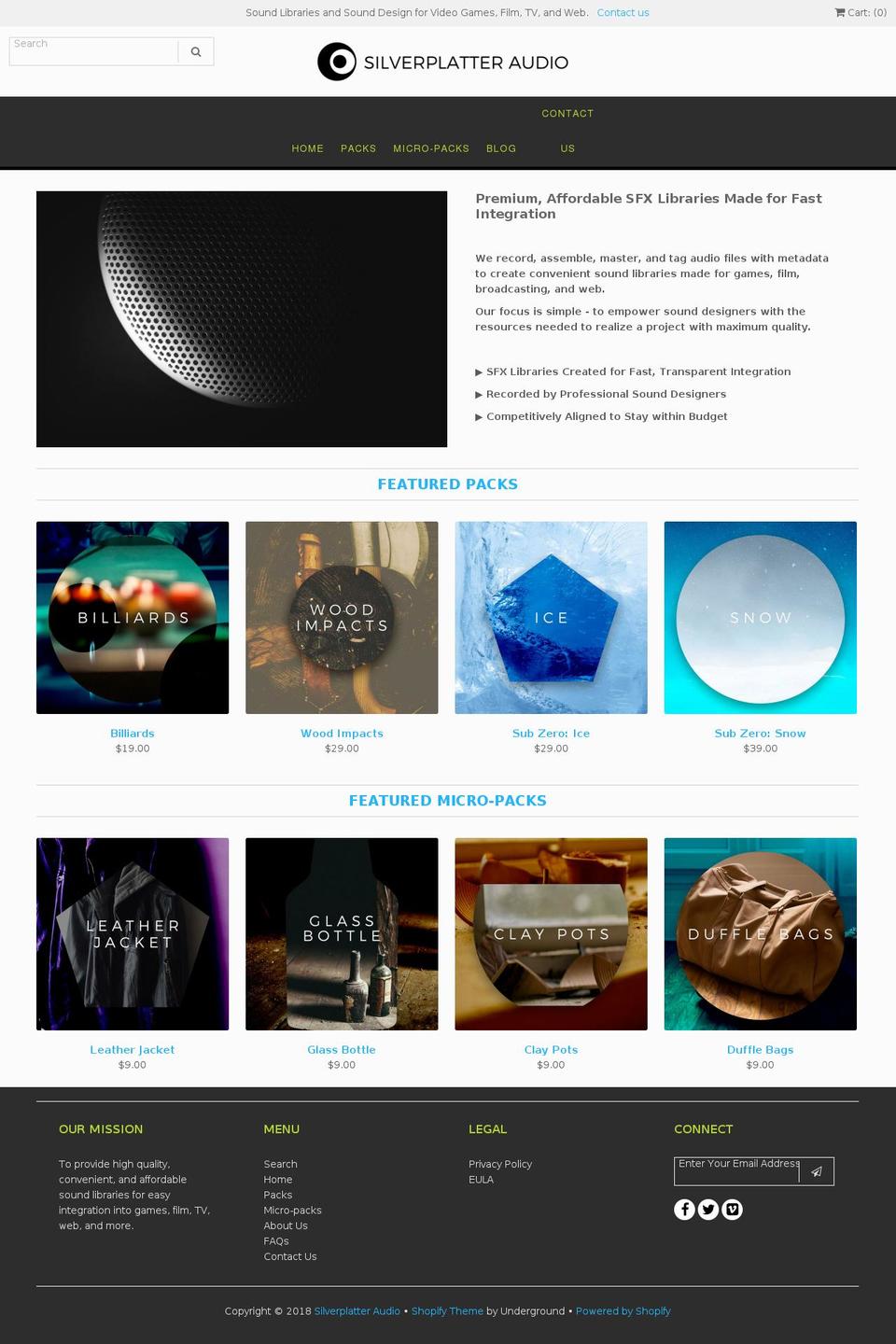 silverplatteraudio.com shopify website screenshot