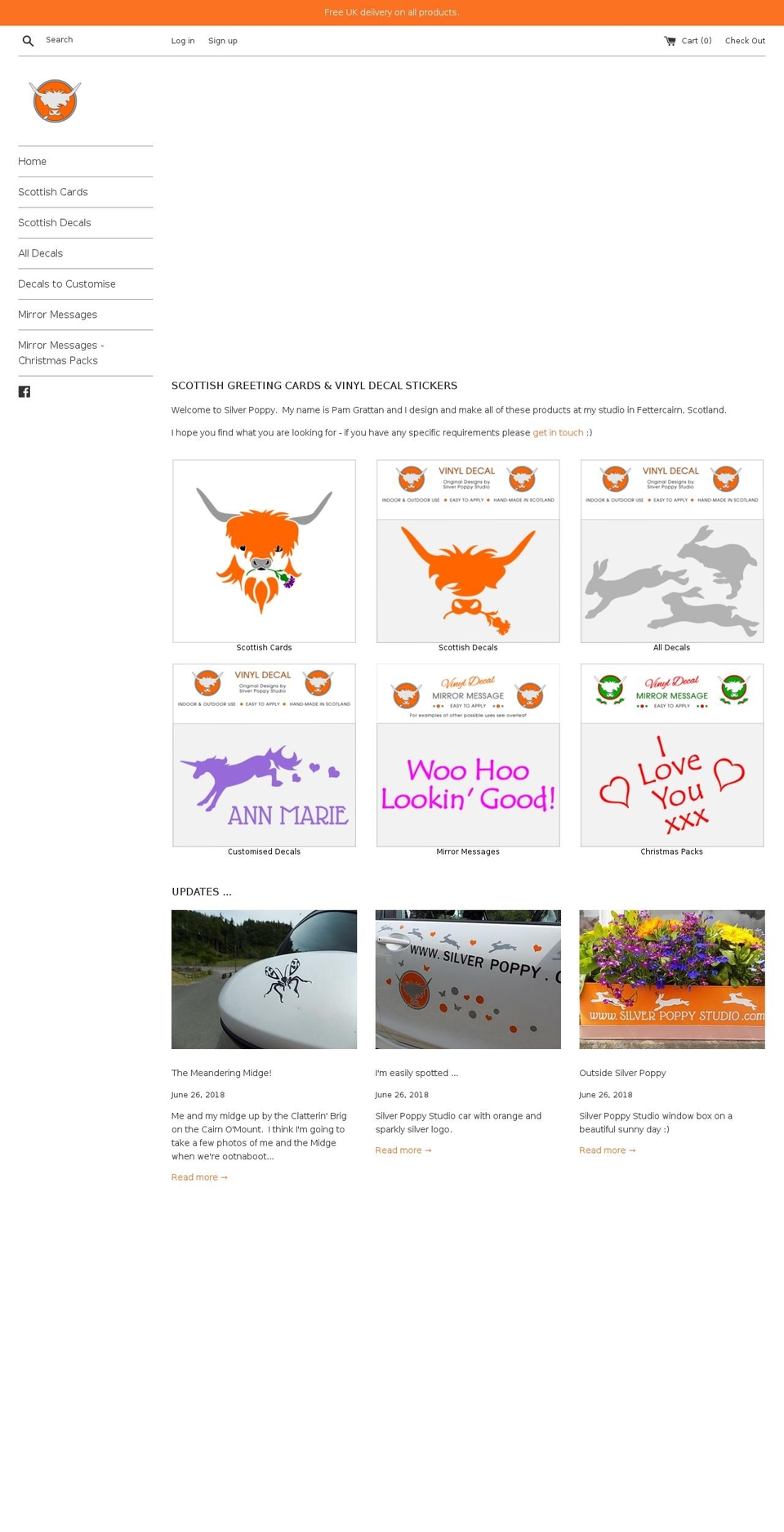 silverpoppystudios.com — Shopify storefront screenshot