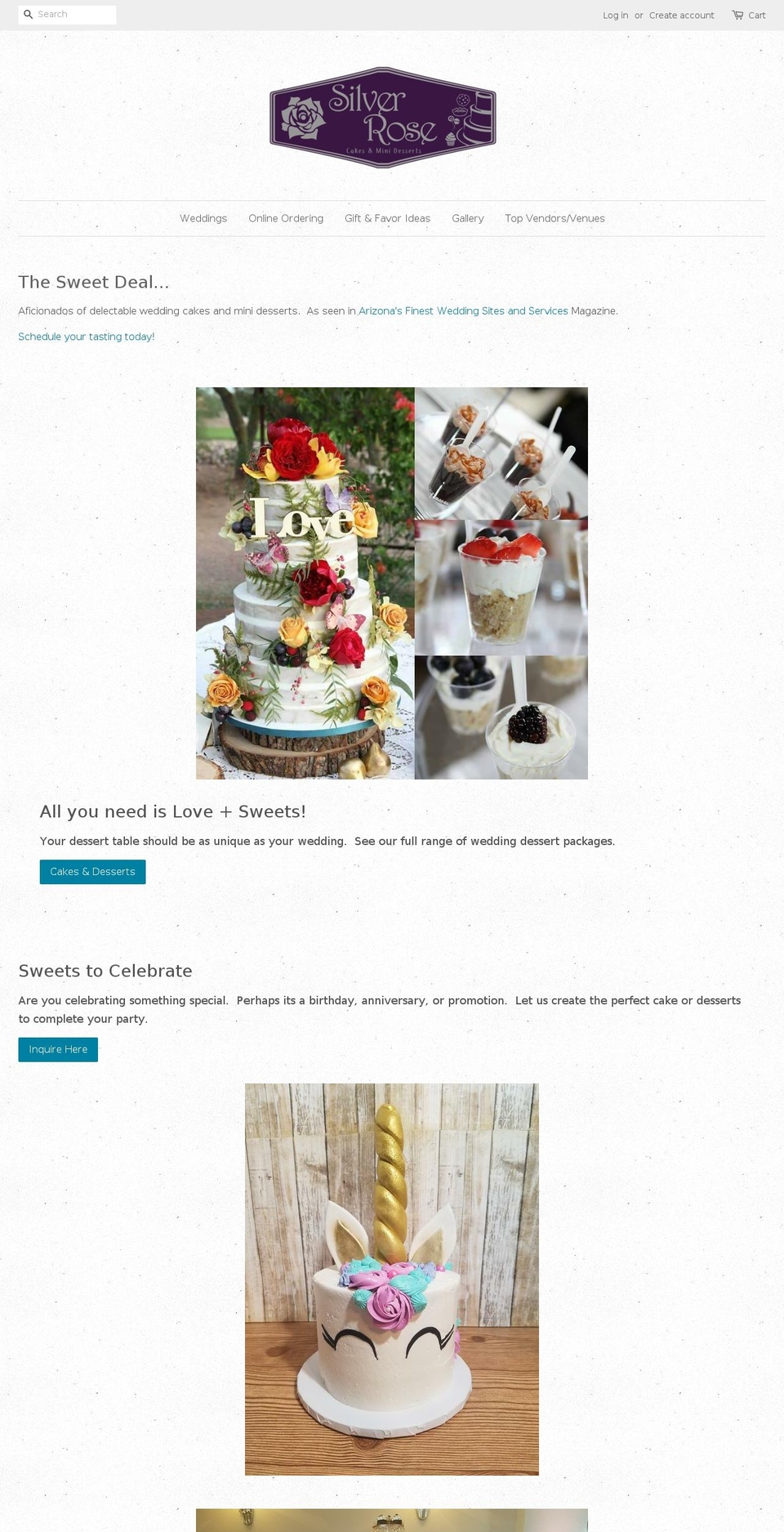 silverrosebakery.com shopify website screenshot