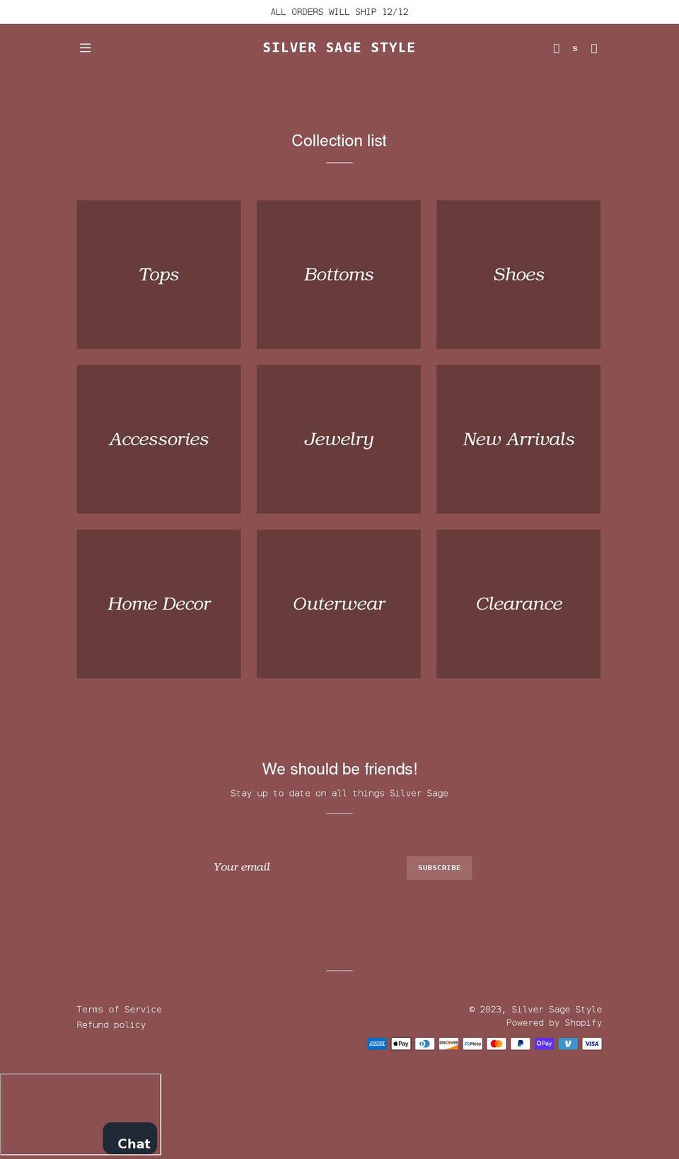 silversagestyle.com shopify website screenshot