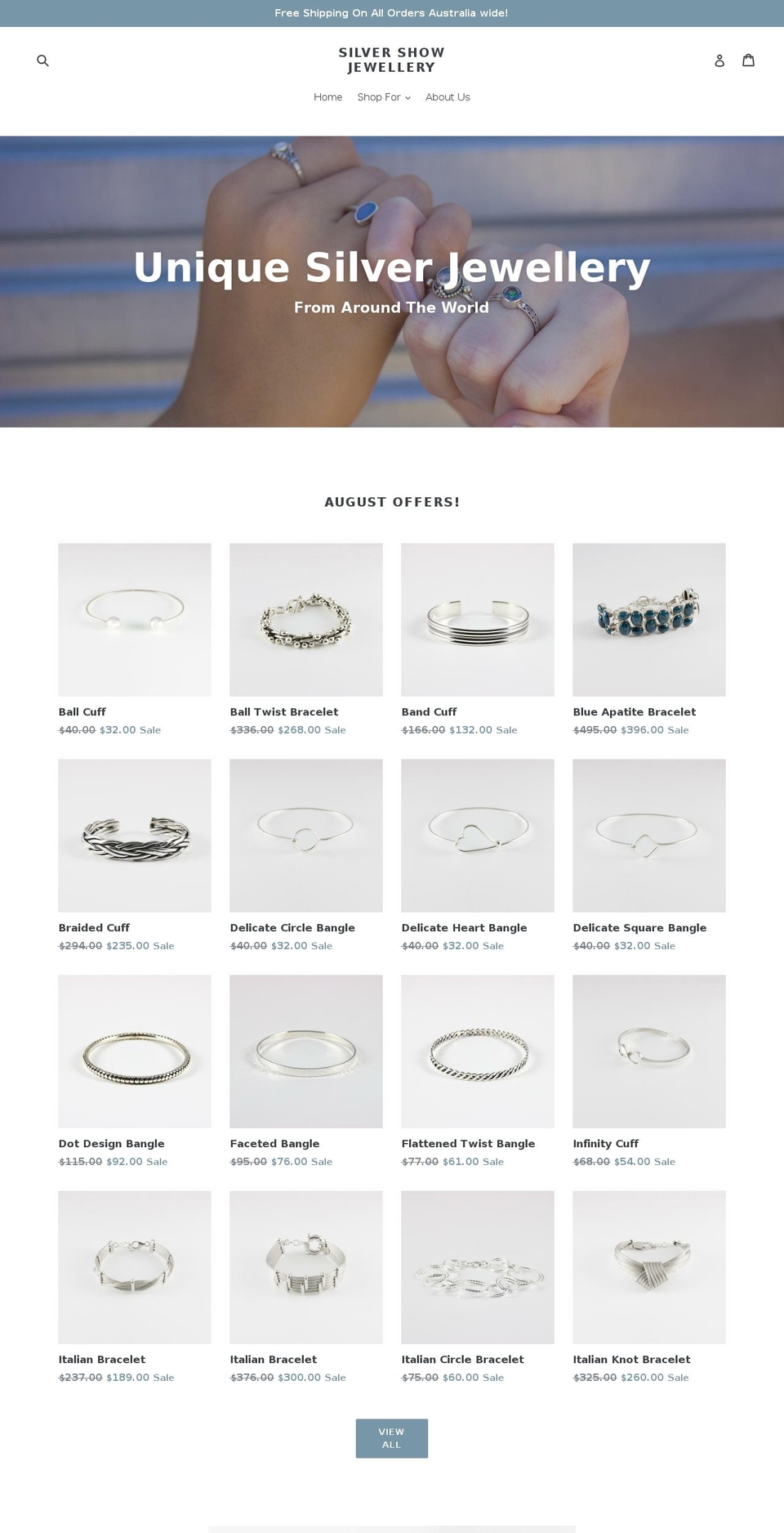 silvershowjewellery.com — Shopify storefront screenshot