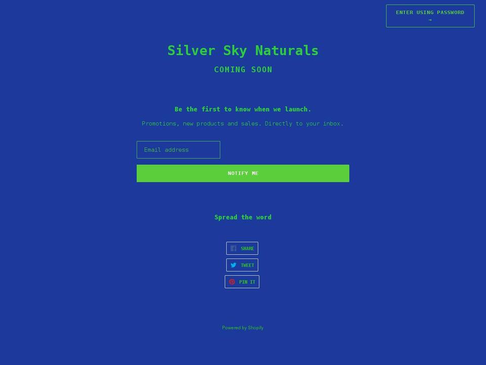 silverskynaturals.com shopify website screenshot