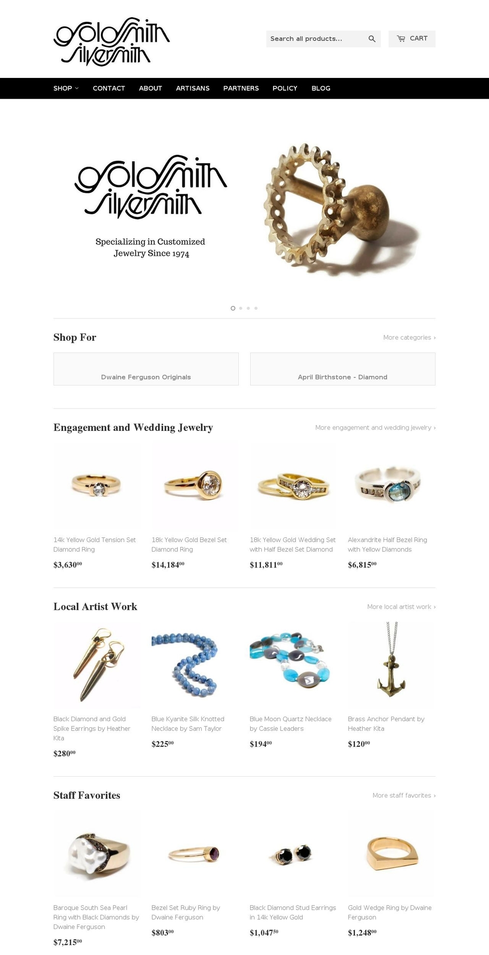 silversmith-goldsmith.com shopify website screenshot