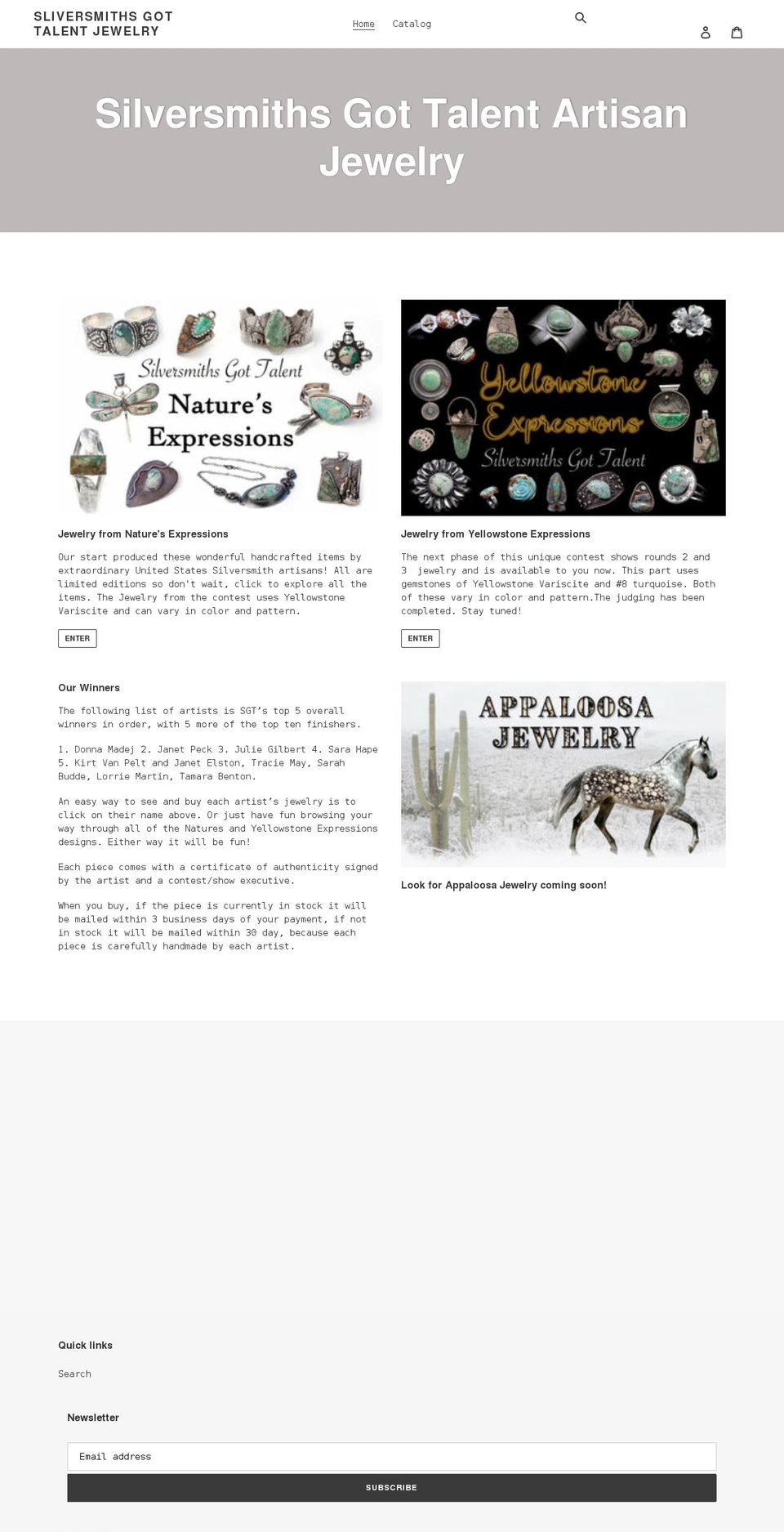 silversmithsgottalentjewelry.com shopify website screenshot
