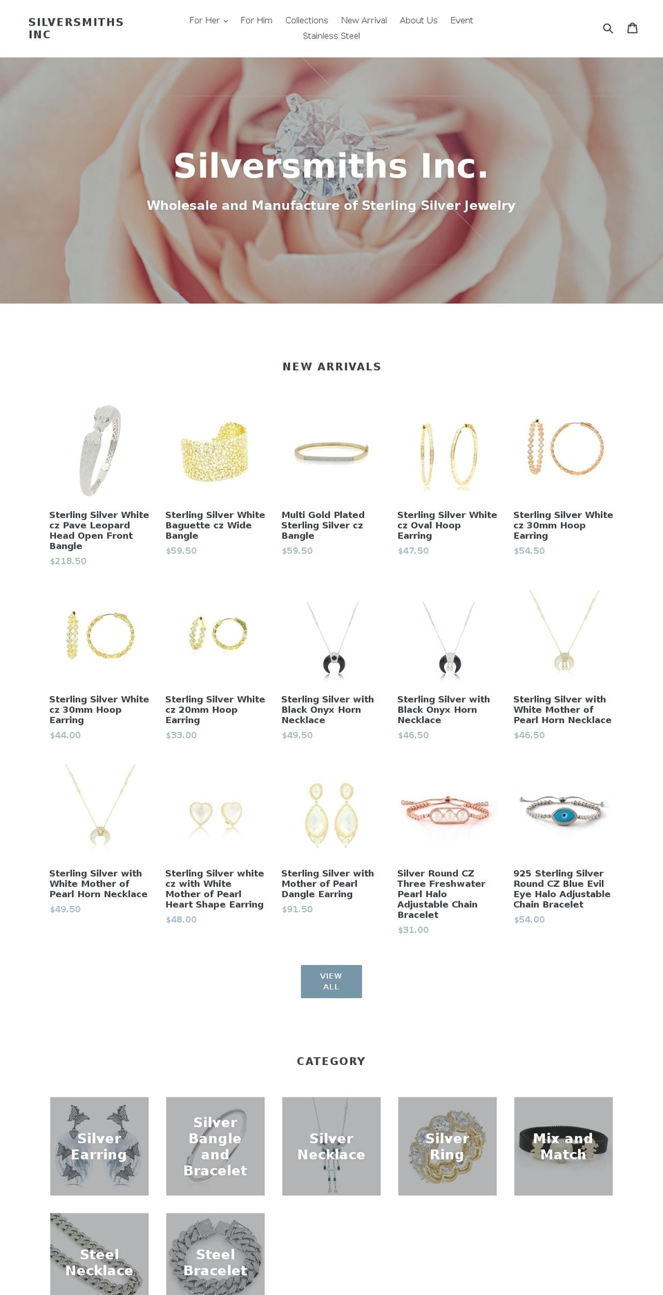 silversmithsnyc.com — Shopify storefront screenshot