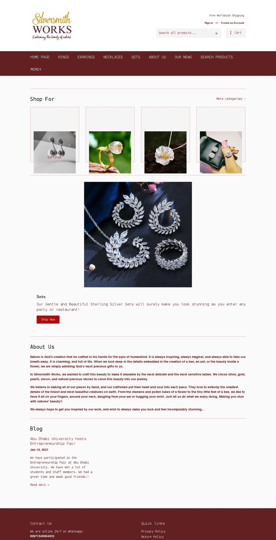 silversmithworks.ae shopify website screenshot