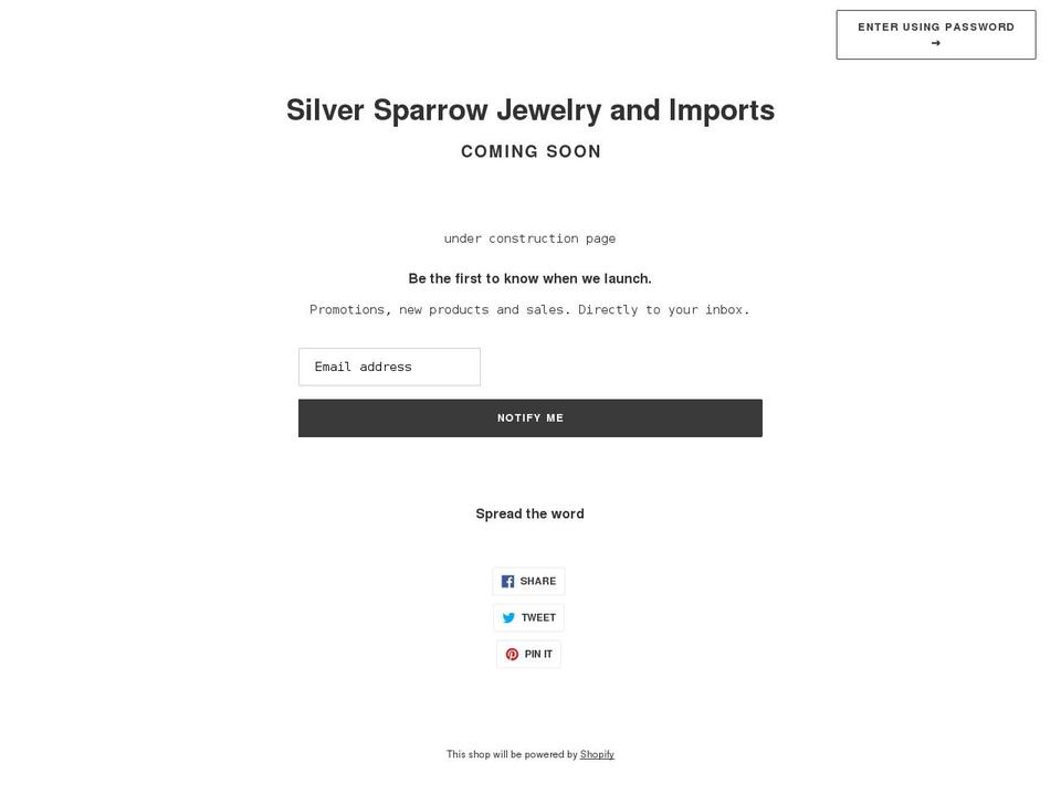 silversparrowjewelry.com shopify website screenshot