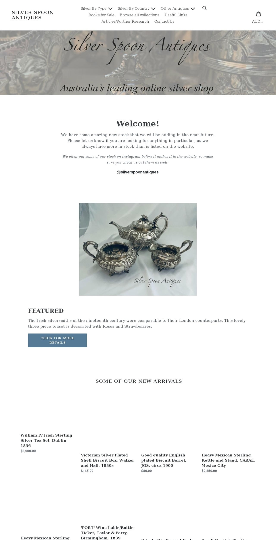 silverspoonantiques.com.au shopify website screenshot