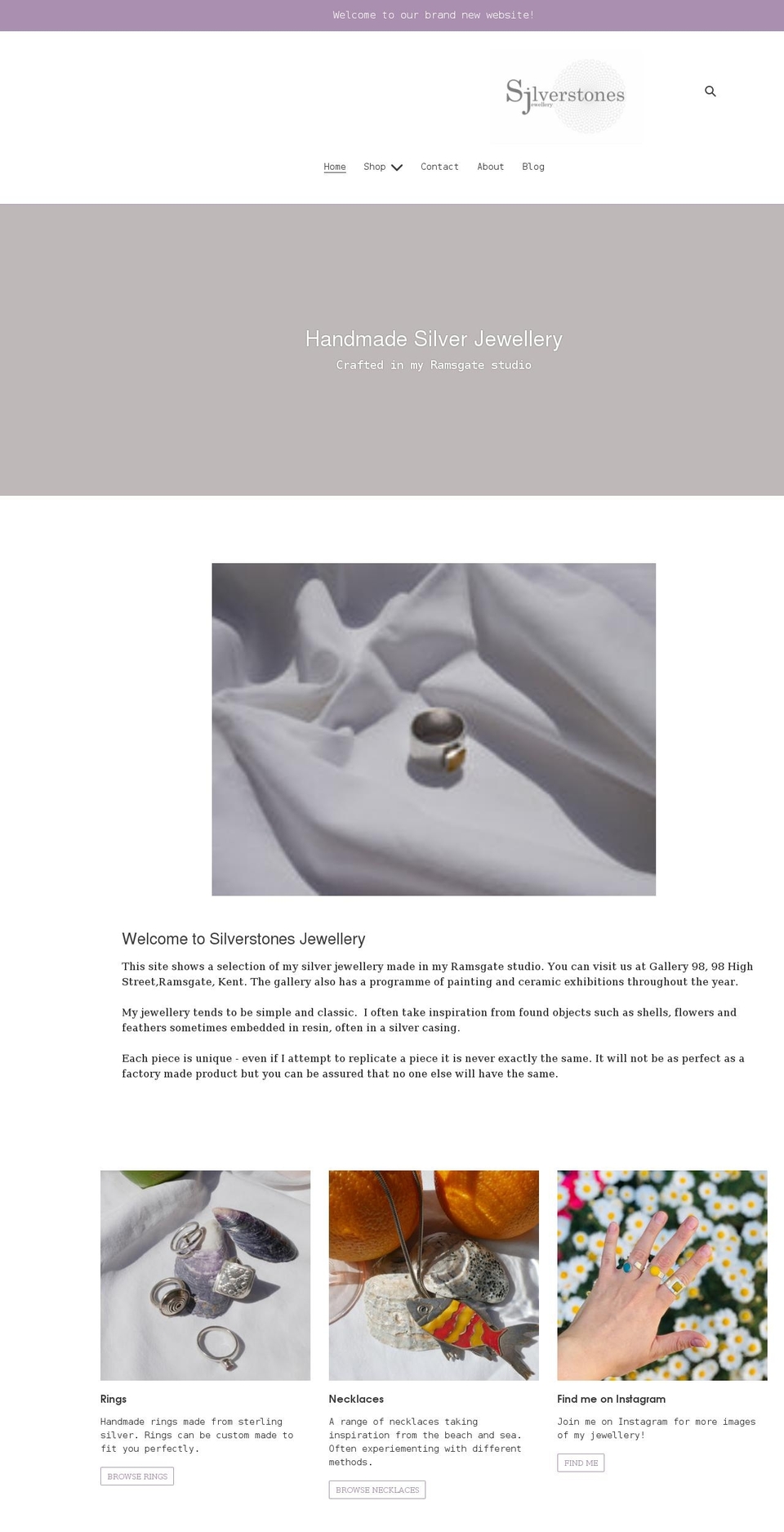 silverstonesjewellery.com shopify website screenshot