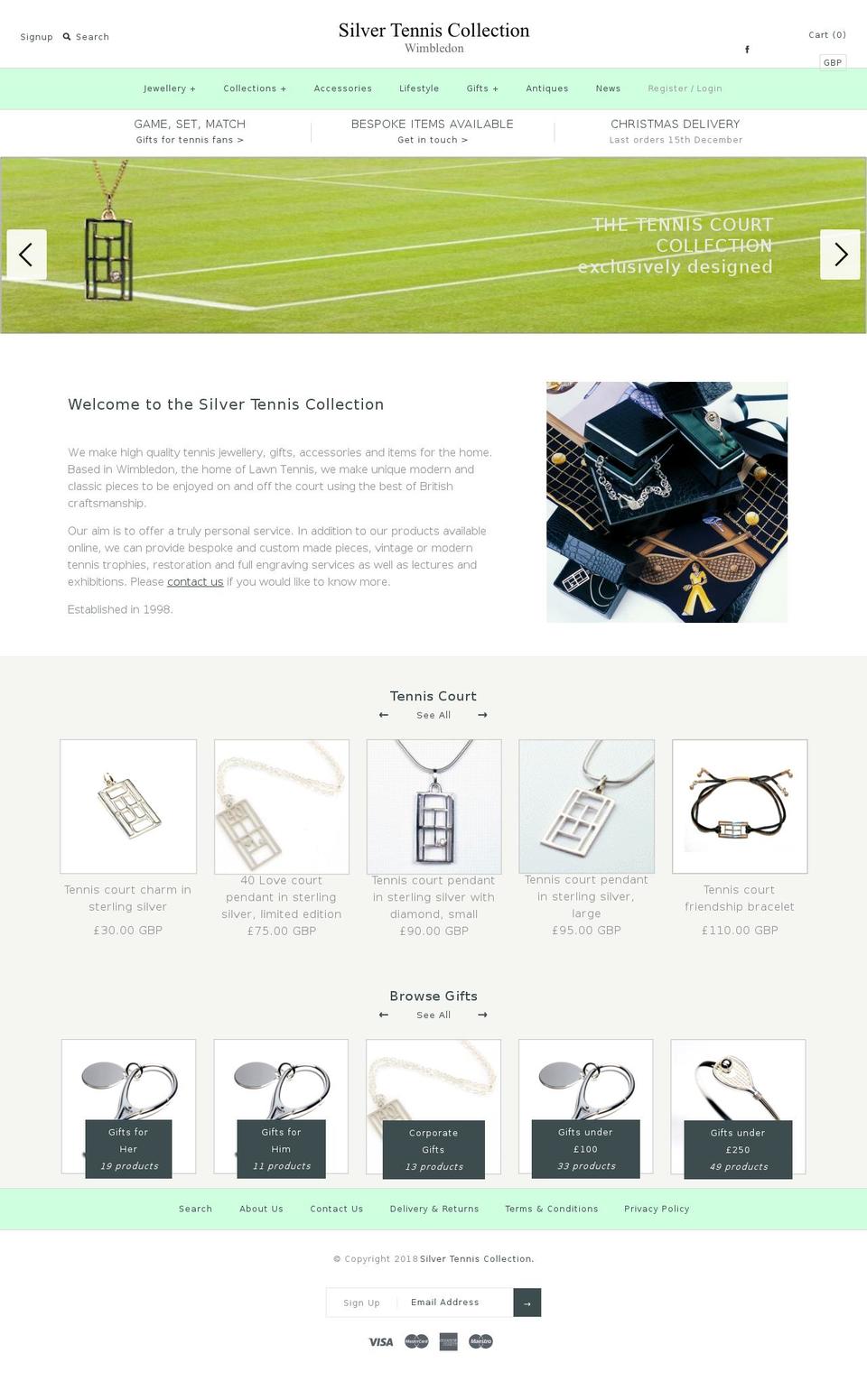 silvertenniscollection.com — Shopify storefront screenshot