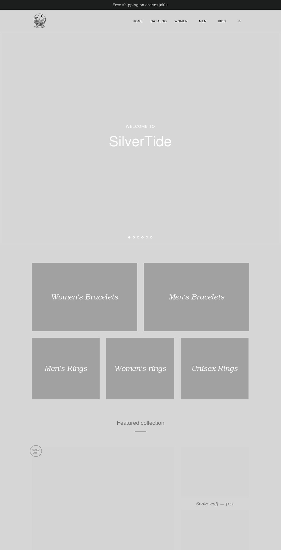 silvertide925.com shopify website screenshot