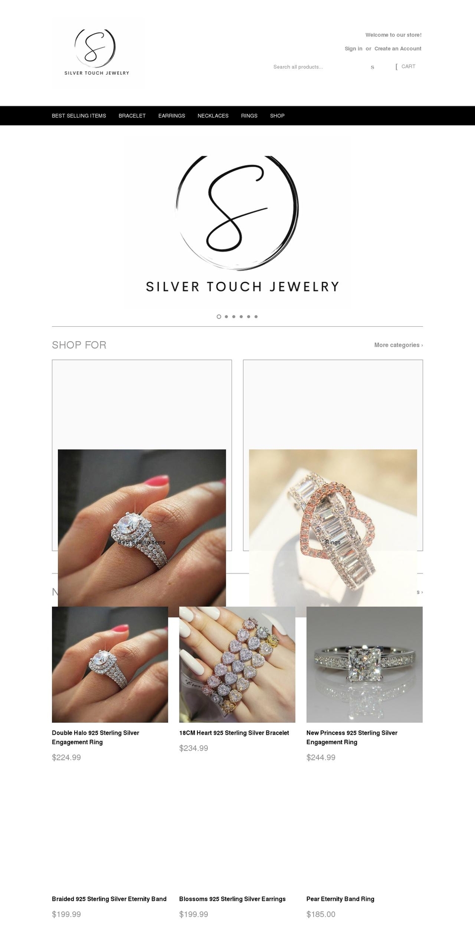 silvertouchjewelry.com shopify website screenshot