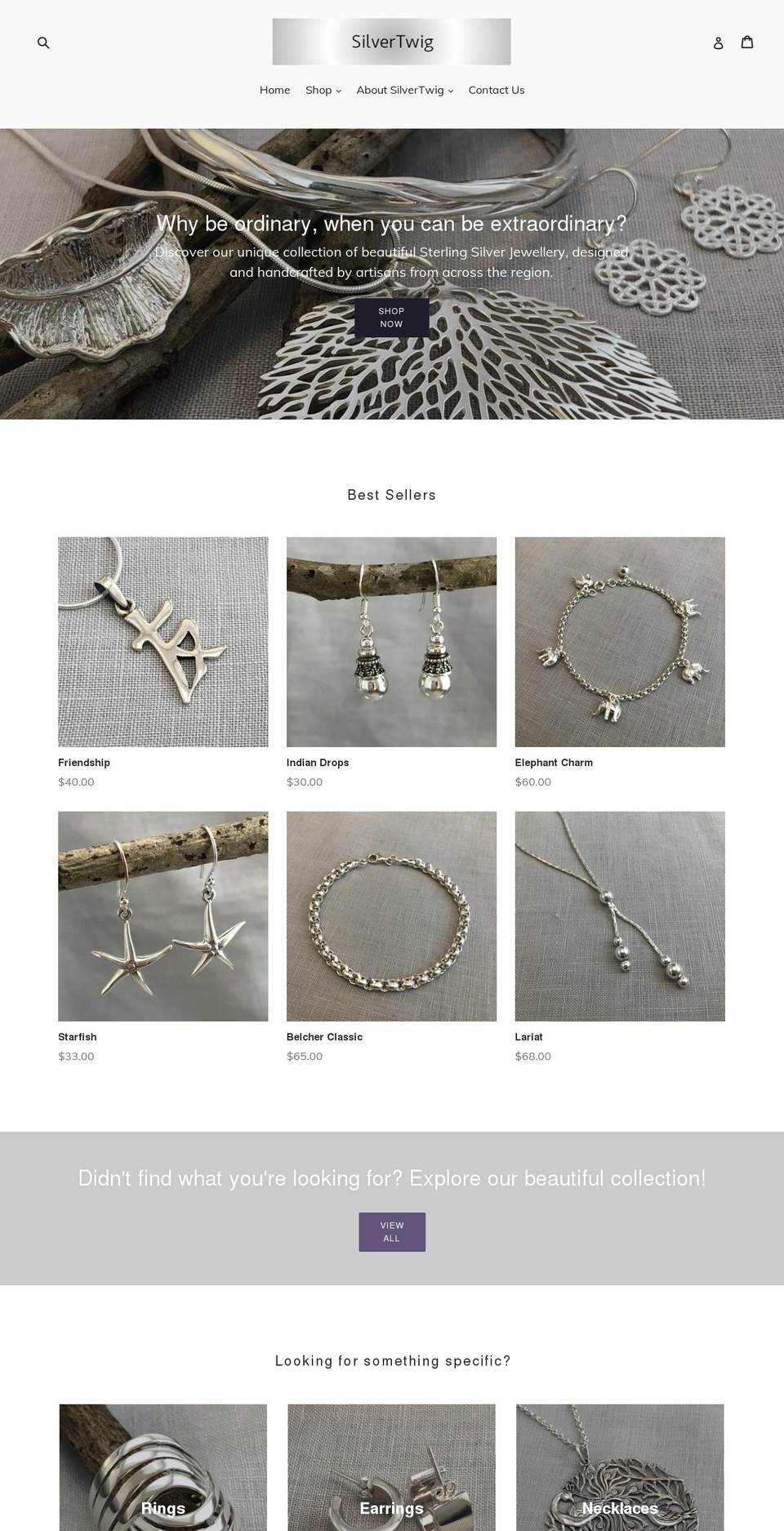 silvertwigjewellery.com — Shopify storefront screenshot