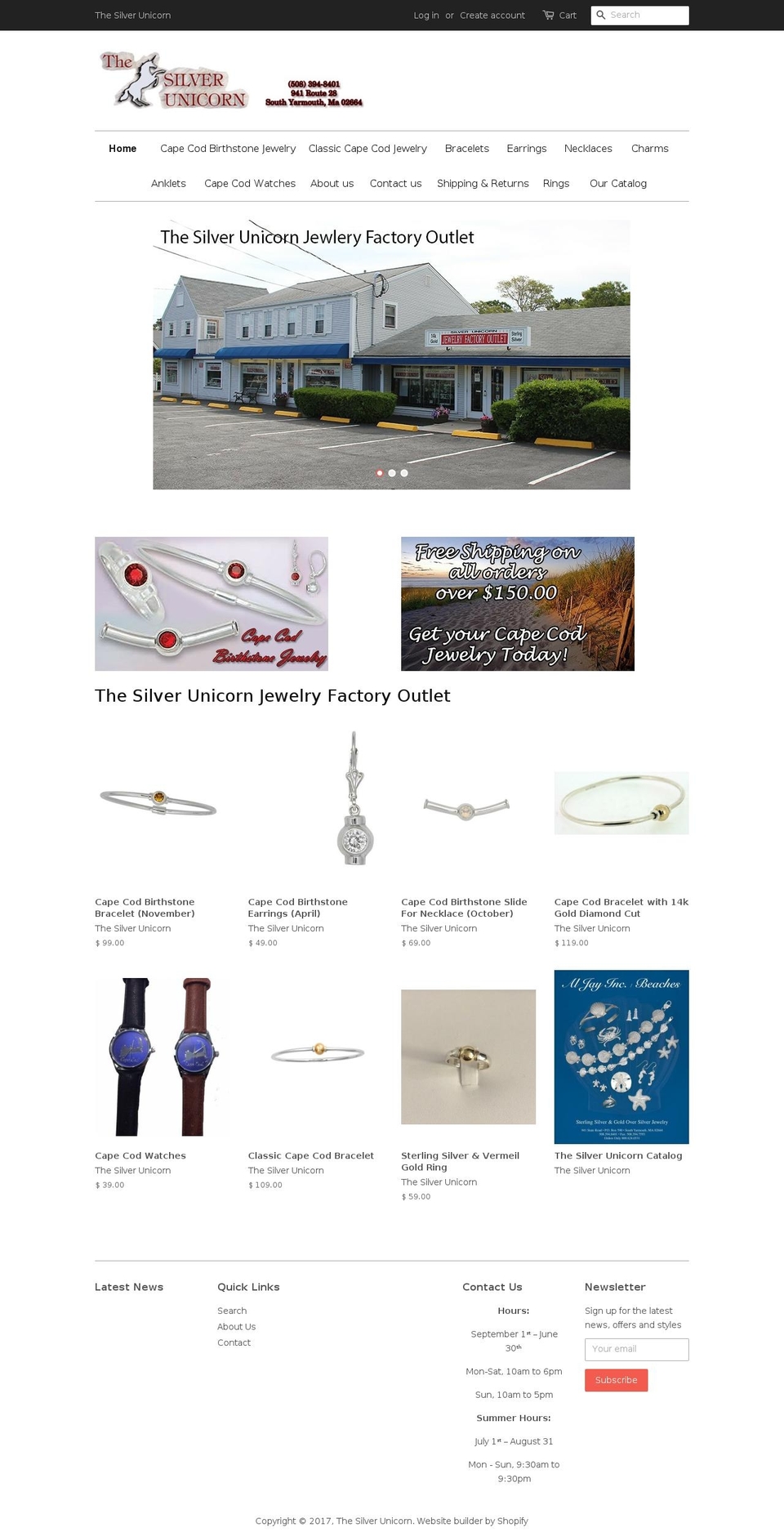 silverunicorncapecod.com shopify website screenshot