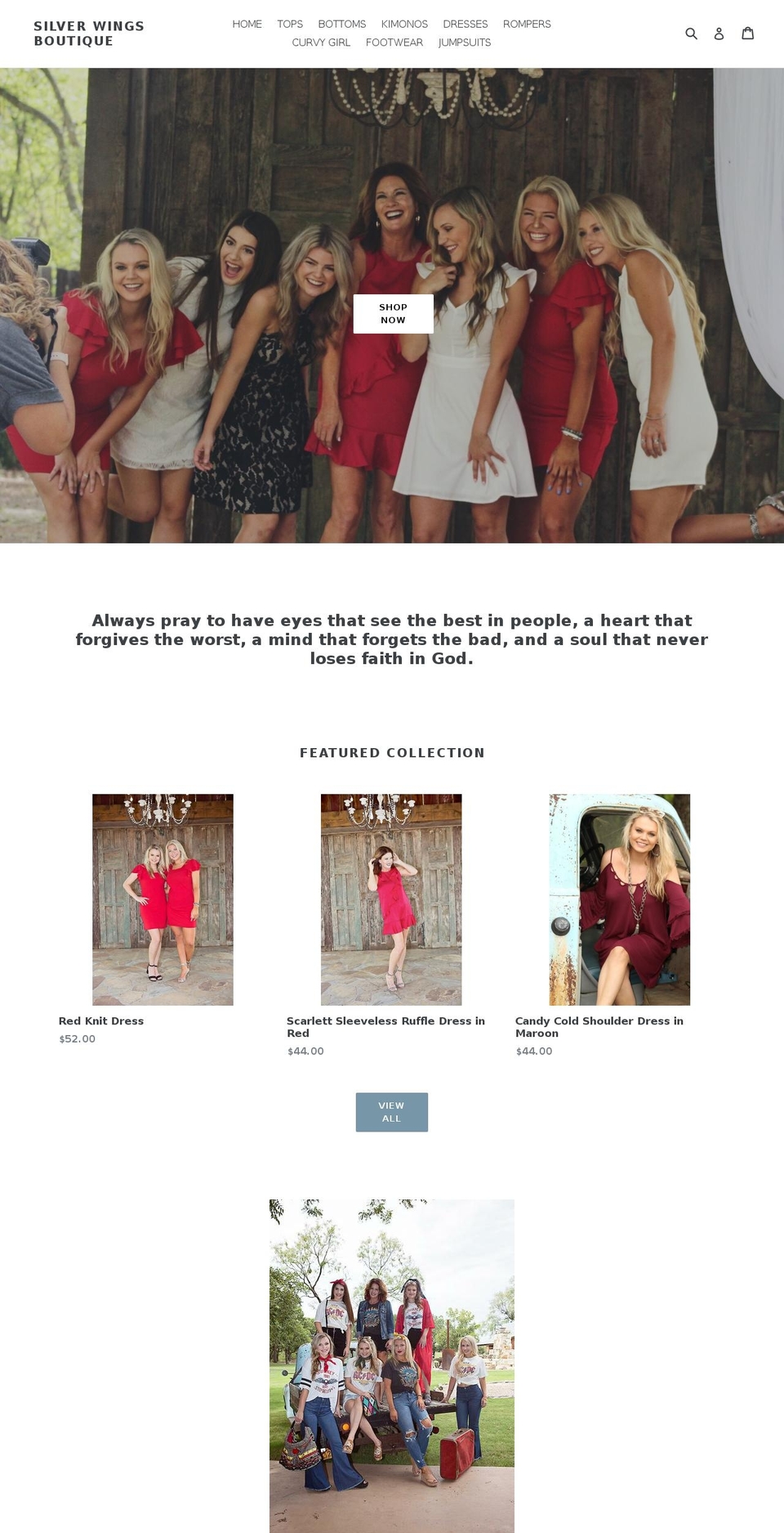 silverwingsboutique.com — Shopify storefront screenshot