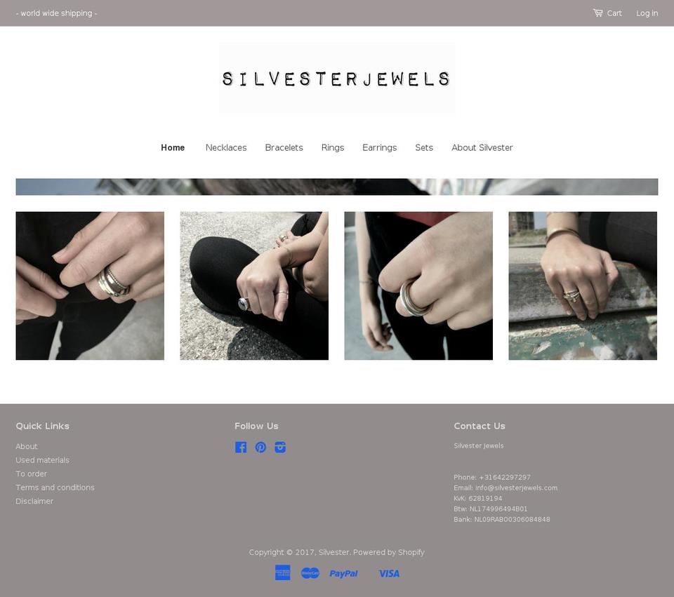 silvesterjewels.com shopify website screenshot