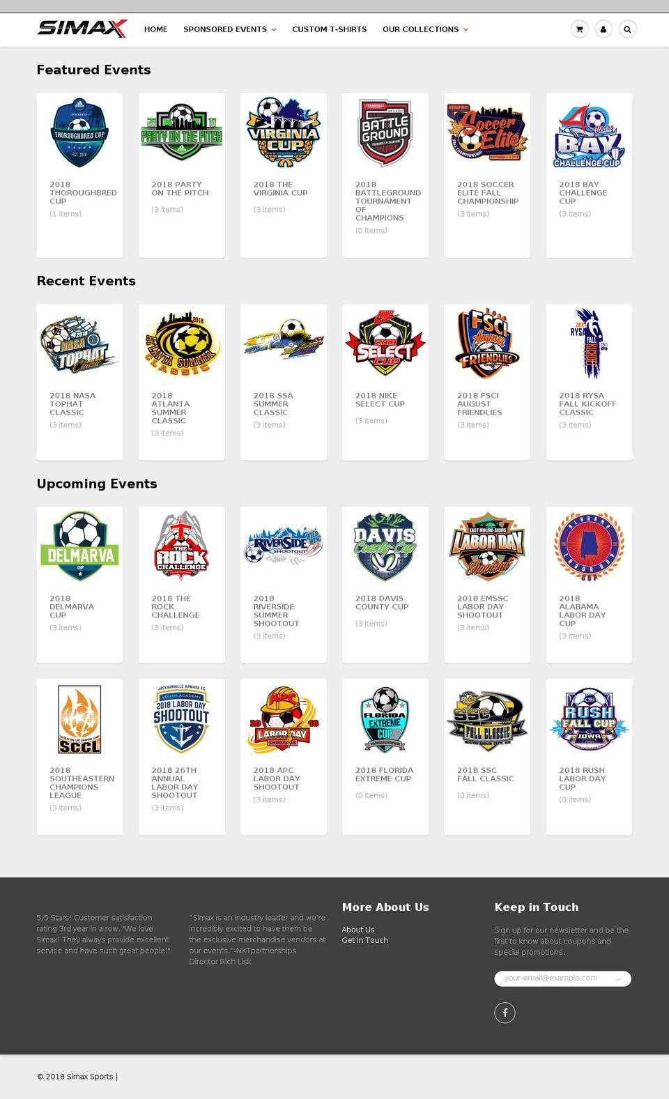 simaxsports.com shopify website screenshot