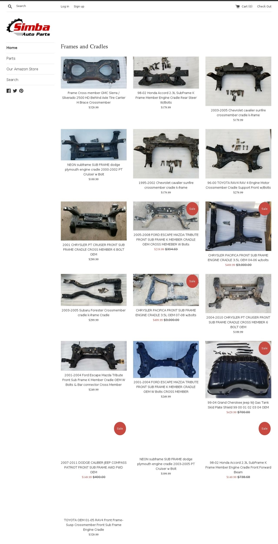 simbaautoparts.com shopify website screenshot