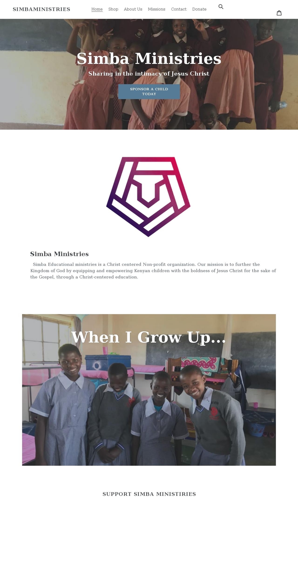simbaministries.myshopify.com shopify website screenshot