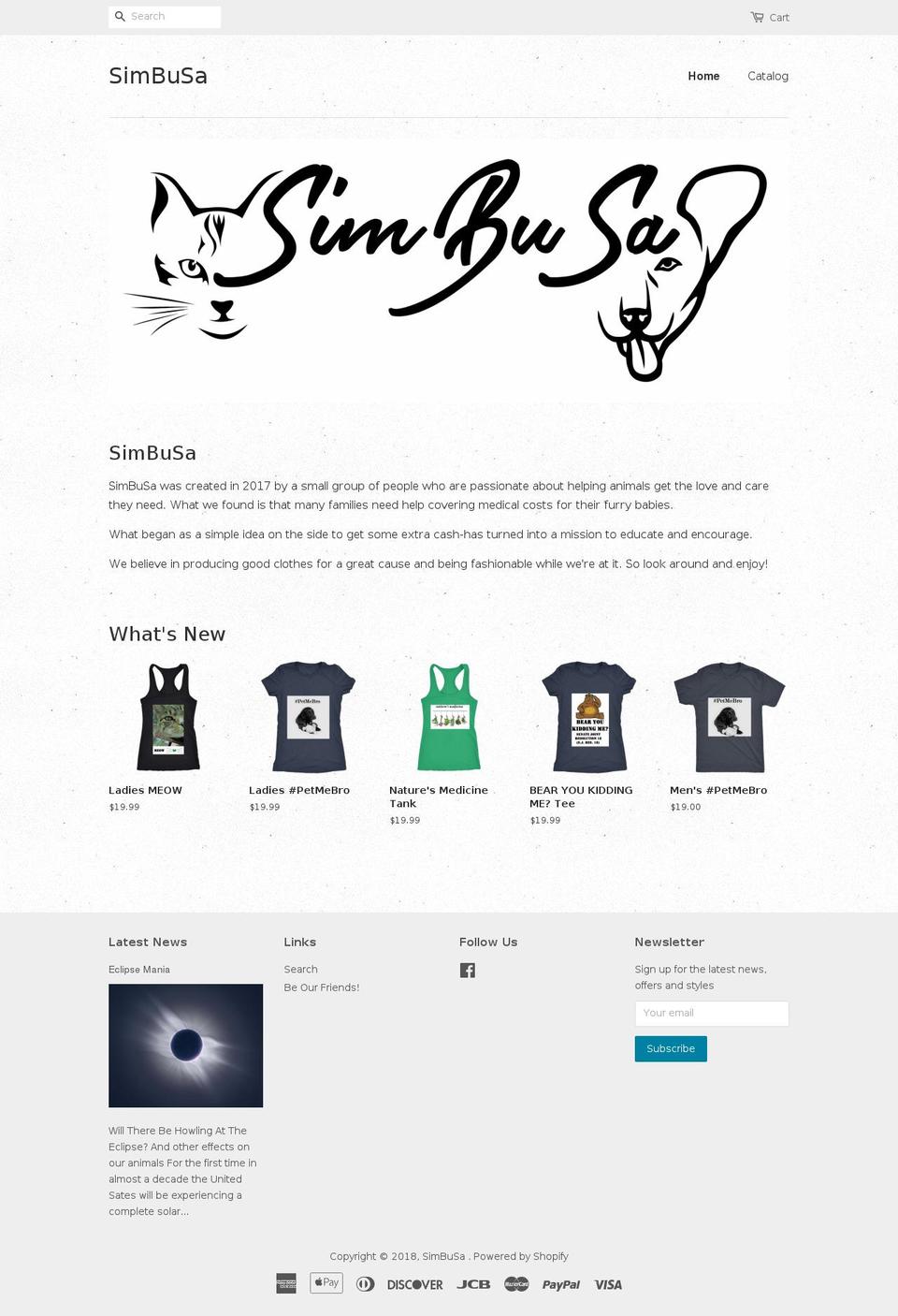 simbusa.com — Shopify storefront screenshot