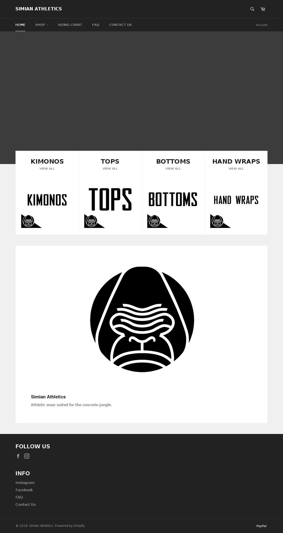 simianathletics.com shopify website screenshot