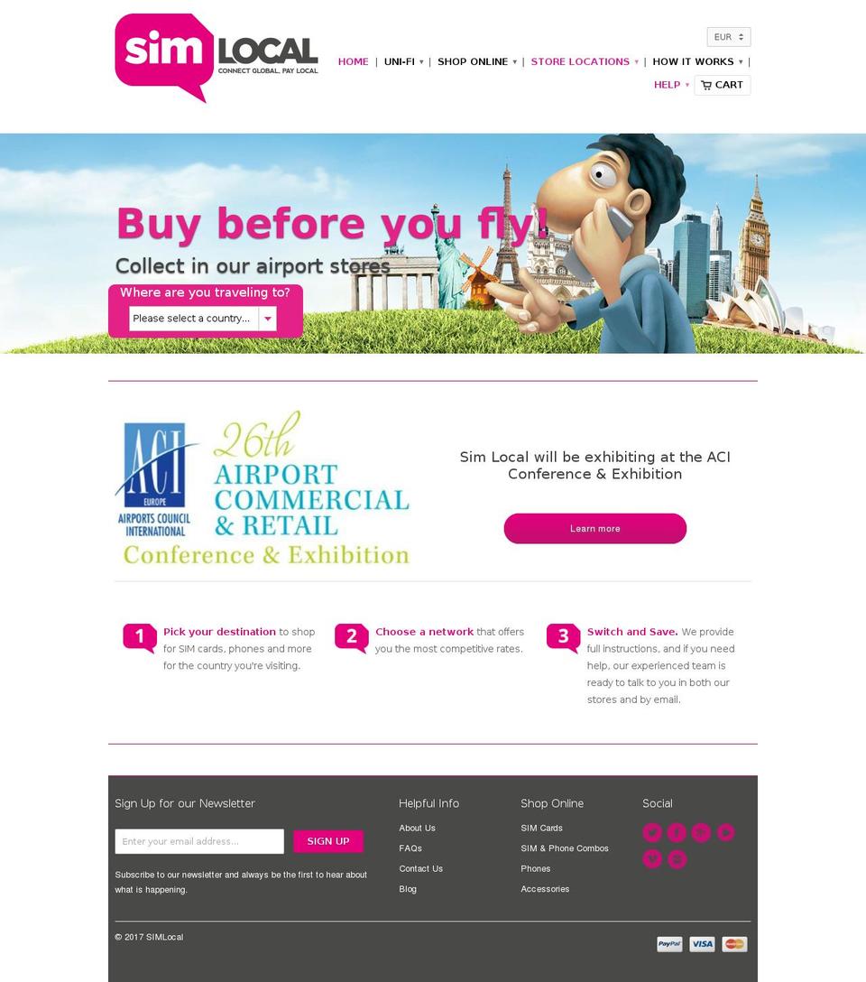 simlocal.ie shopify website screenshot