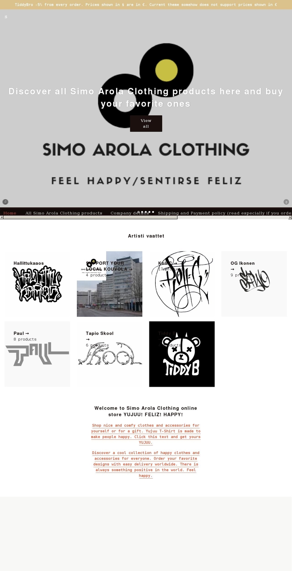 simoarolaclothing.com shopify website screenshot