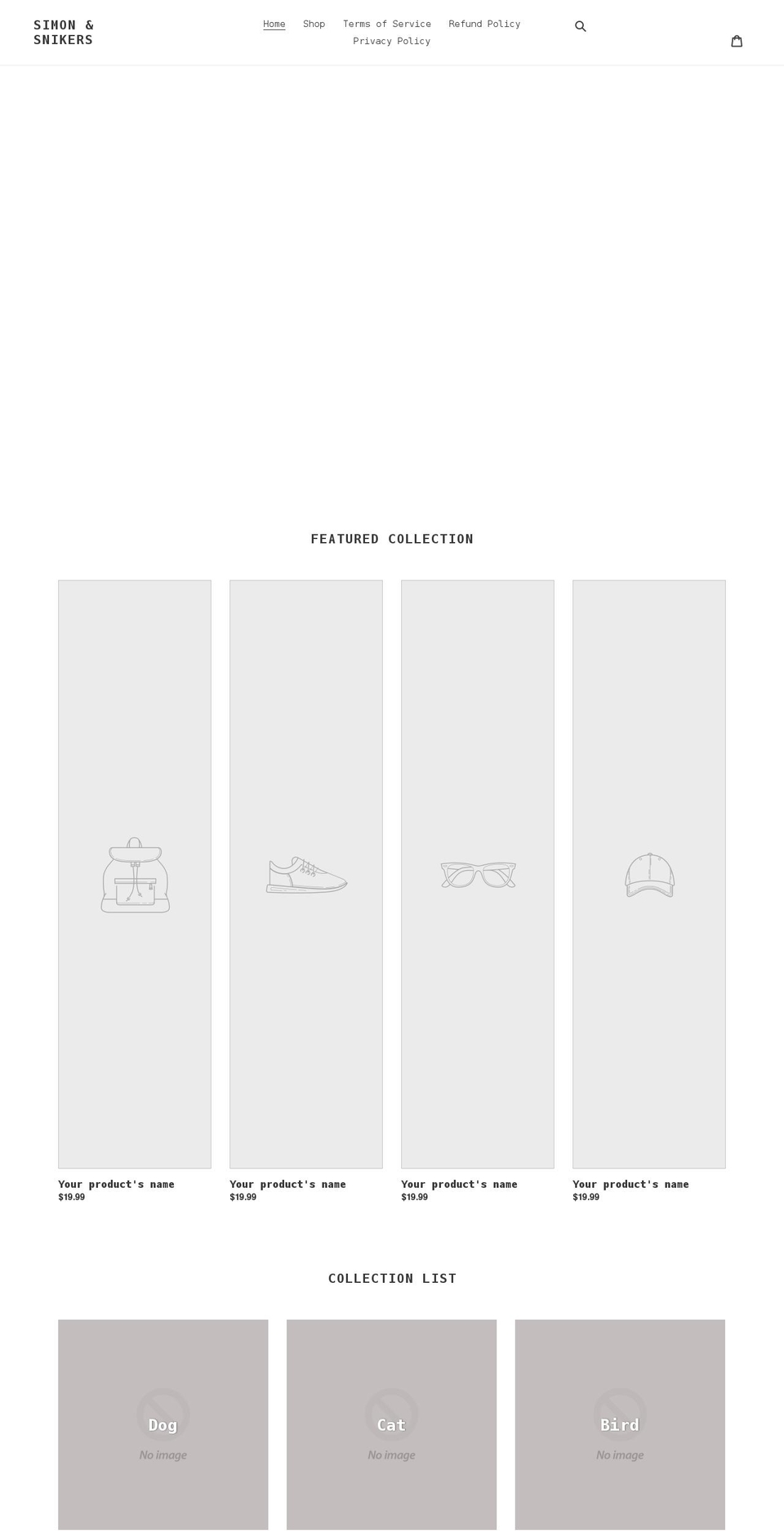 simonandsnikers.com shopify website screenshot