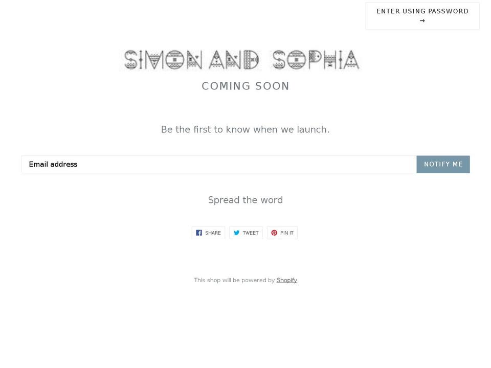 simonandsophia.com — Shopify storefront screenshot