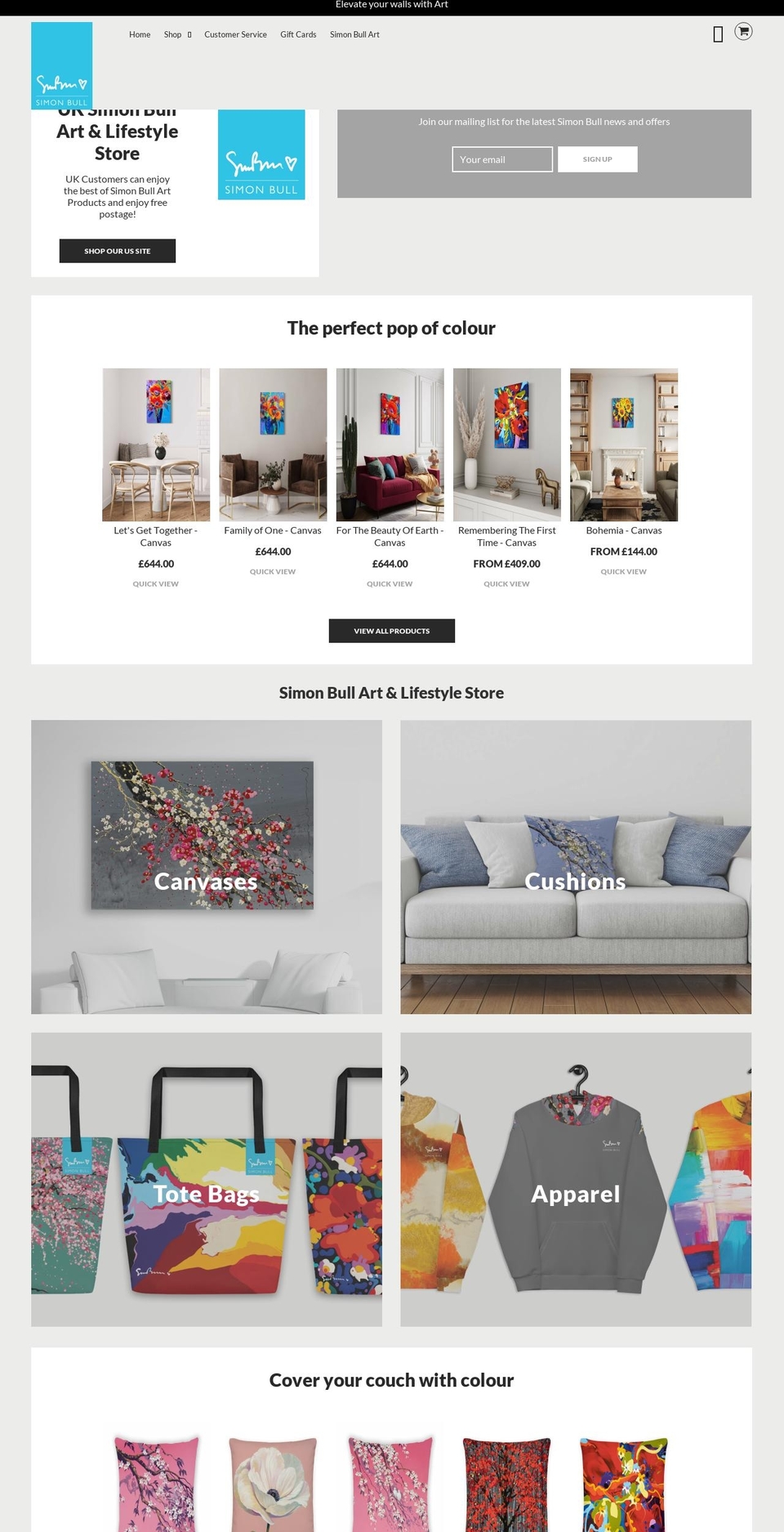 simonbullart.co.uk shopify website screenshot